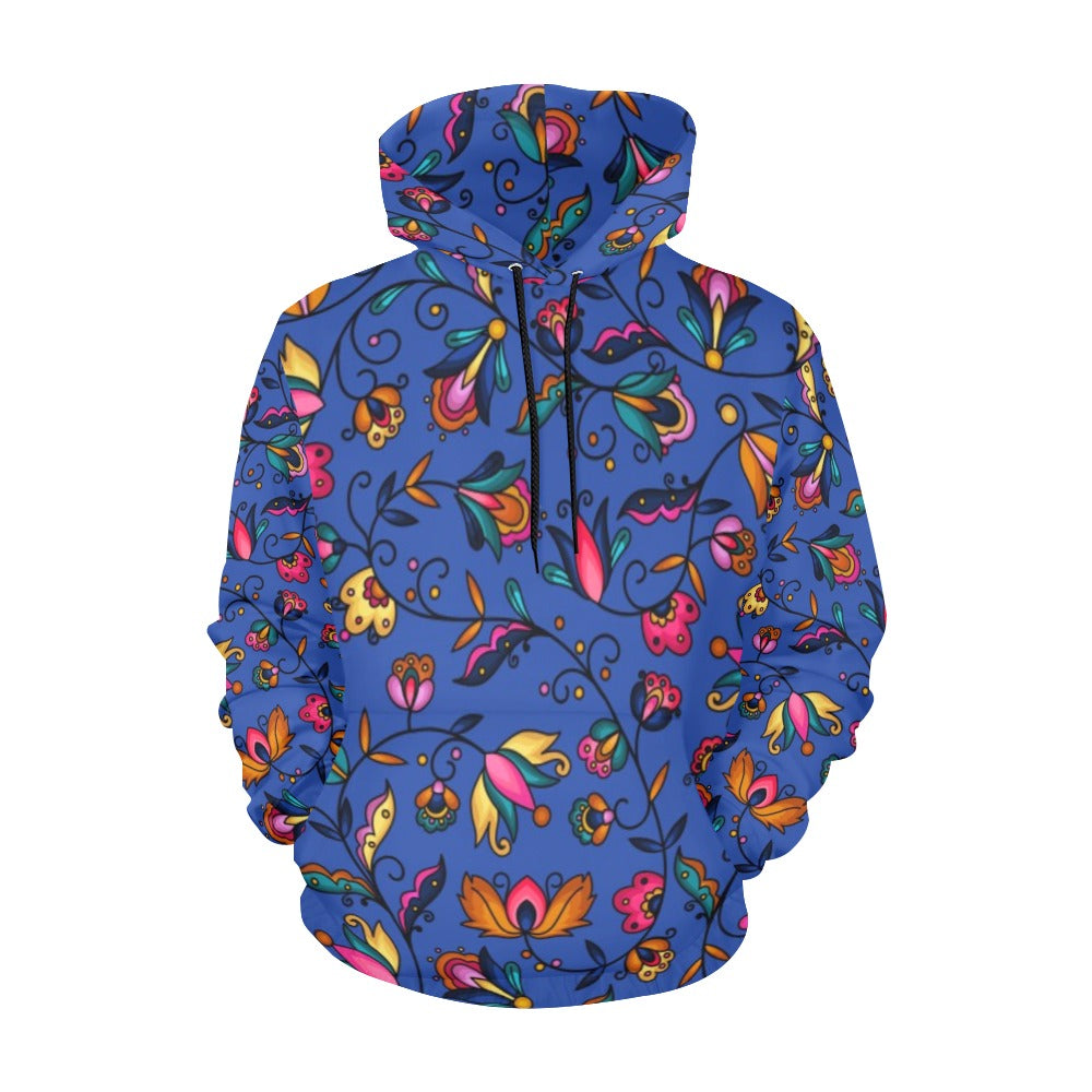 Copper Prairie Petals Blue Hoodie for Women (USA Size)