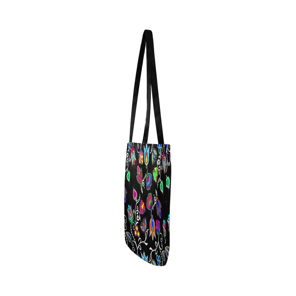 Indigenous Paisley Black Reusable Shopping Bag (Two sides)