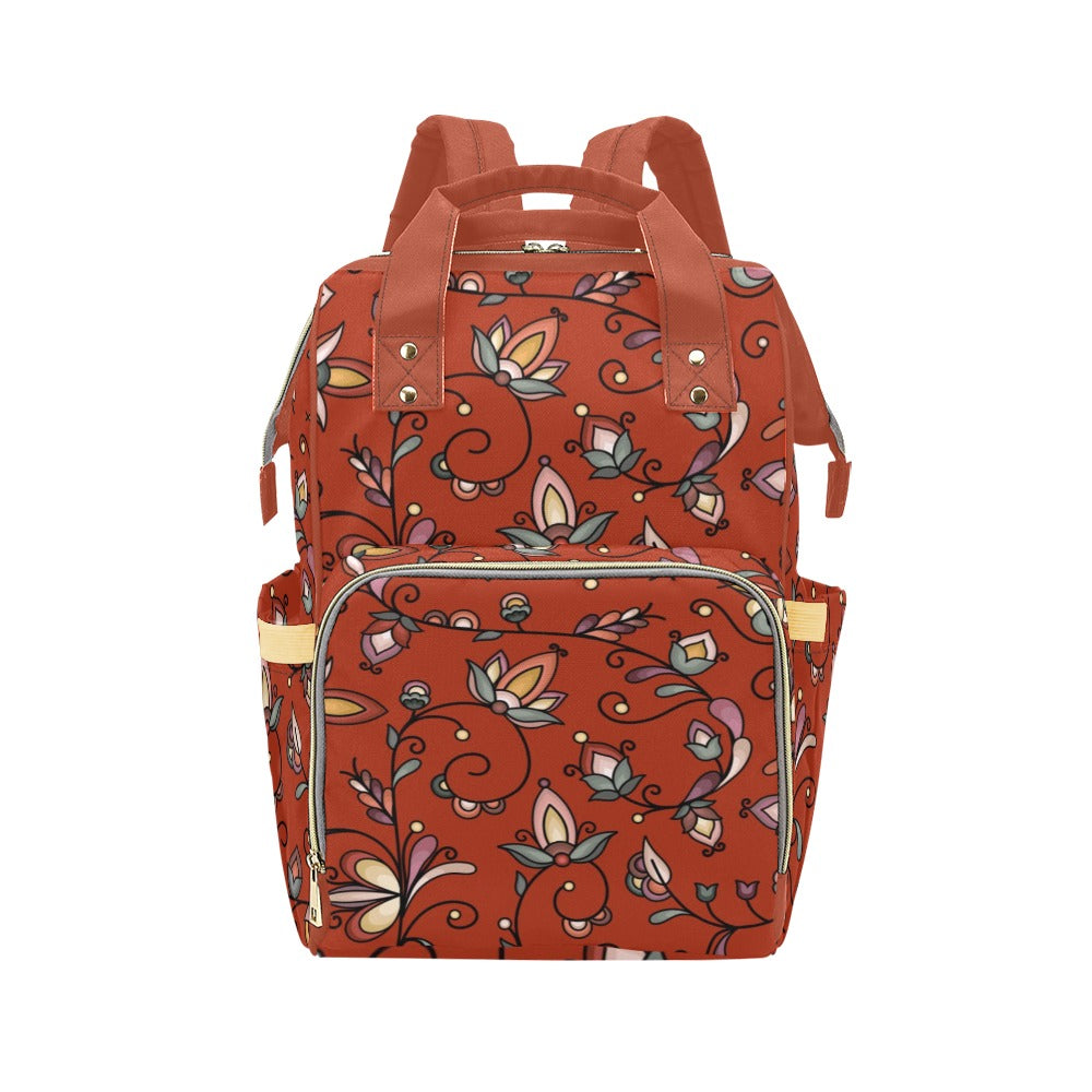 Burnt Sky Petals Red Multi-Function Diaper Backpack/Diaper Bag