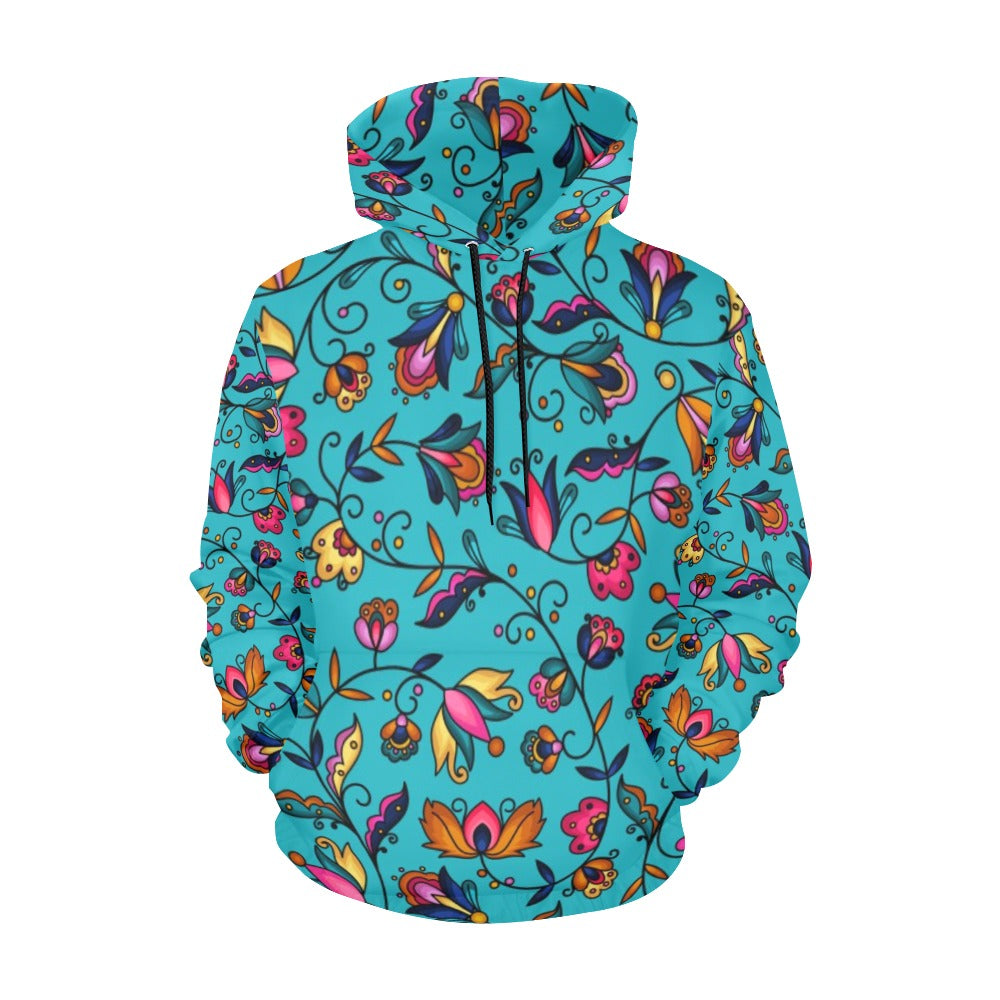 Copper Prairie Petals Turquoise Hoodie for Women (USA Size)