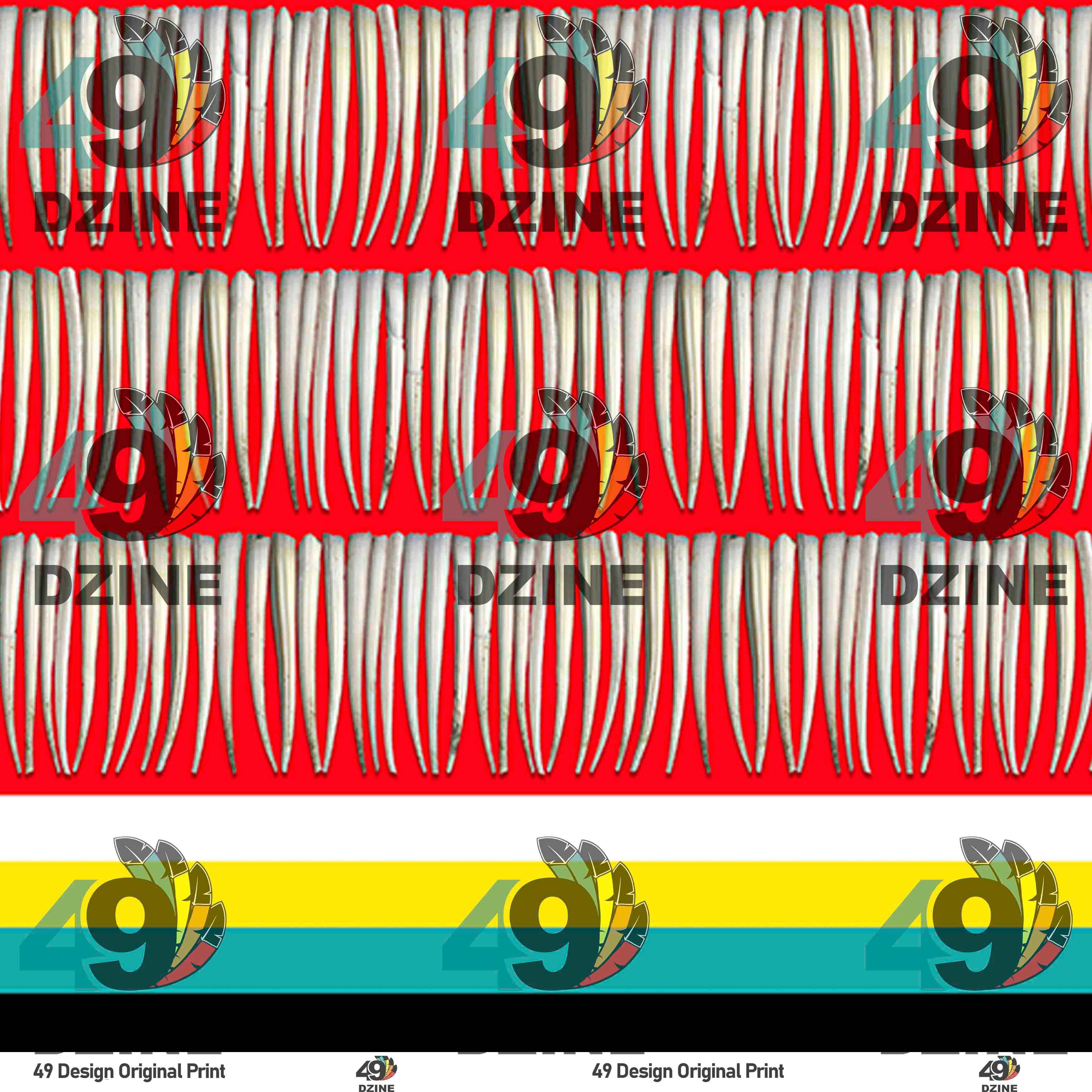 Dentalium on Red 42 Inch Cotton Poplin Pre Order