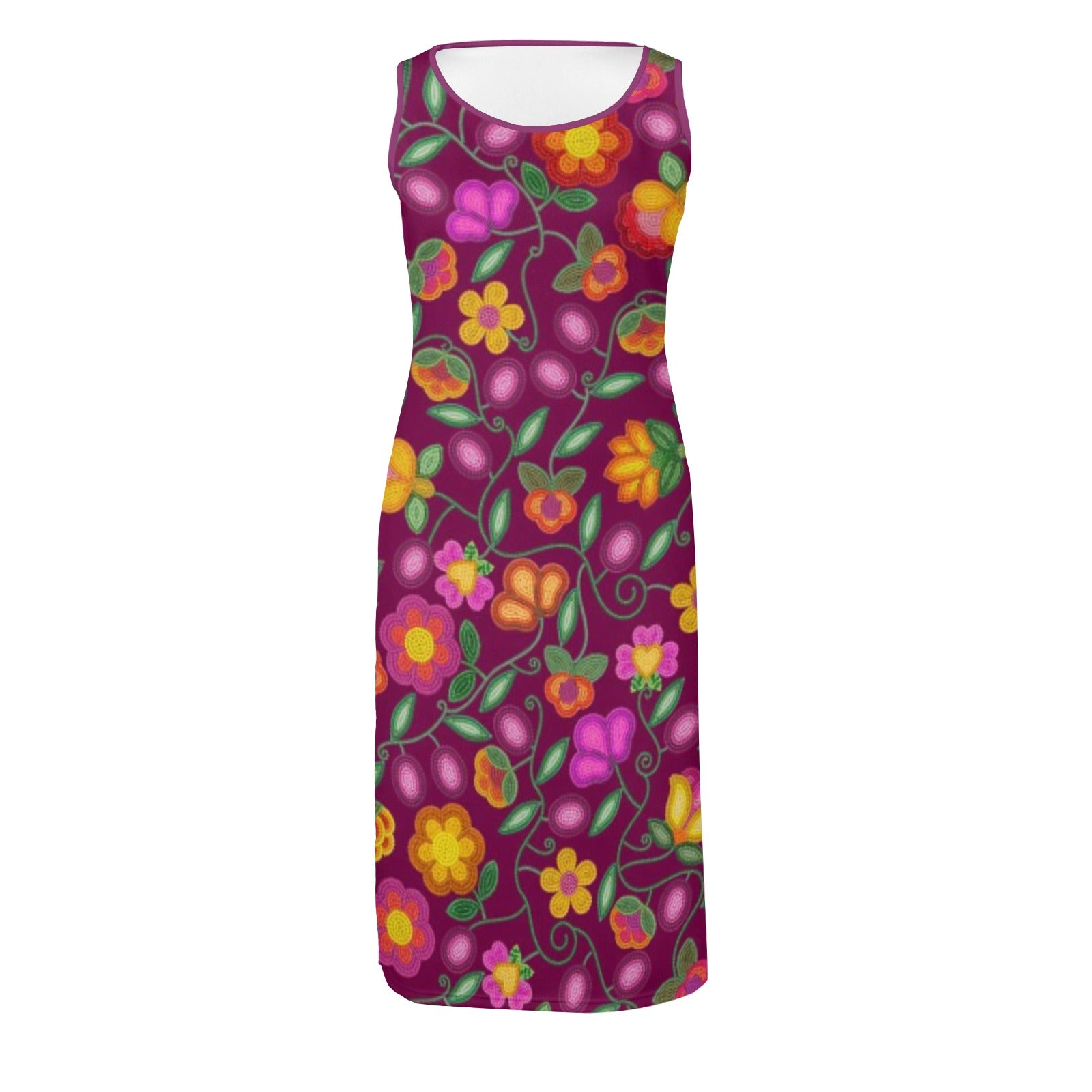 Boreal Bounty Dark Magenta Phaedra Sleeveless Open Fork Long Dress