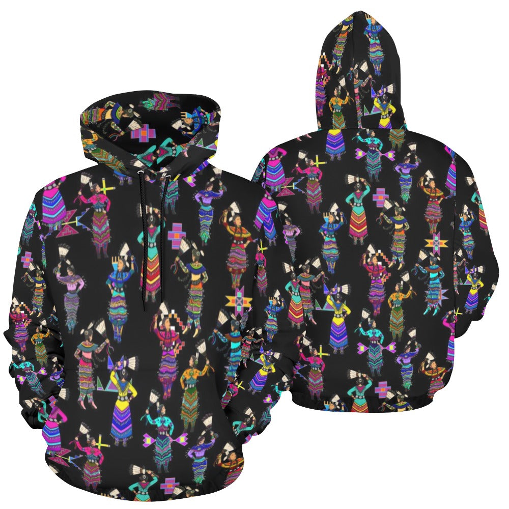 Women's Jingle Dancers Black Hoodie for Women (USA Size)