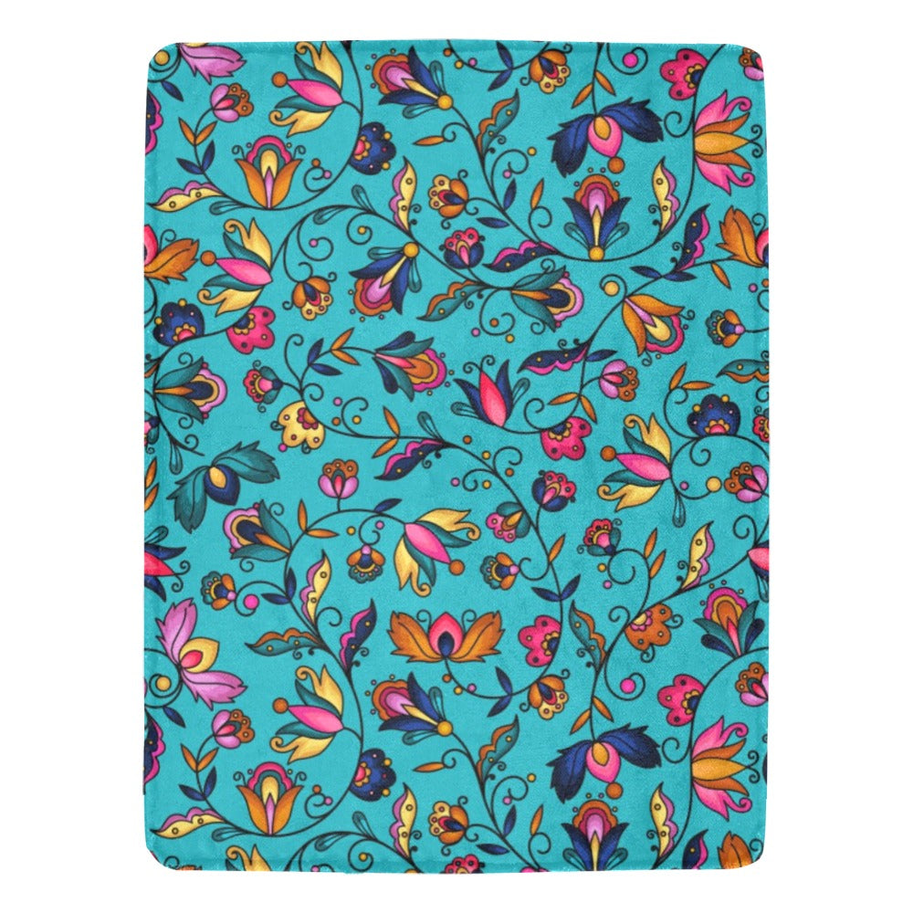 Copper Prairie Petals Turquoise Ultra-Soft Micro Fleece Blanket 60"x80"