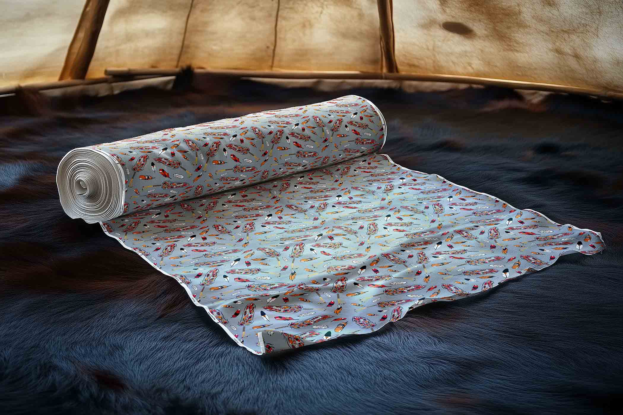 Feathers Grey Satin Fabric By the Yard Pre Order