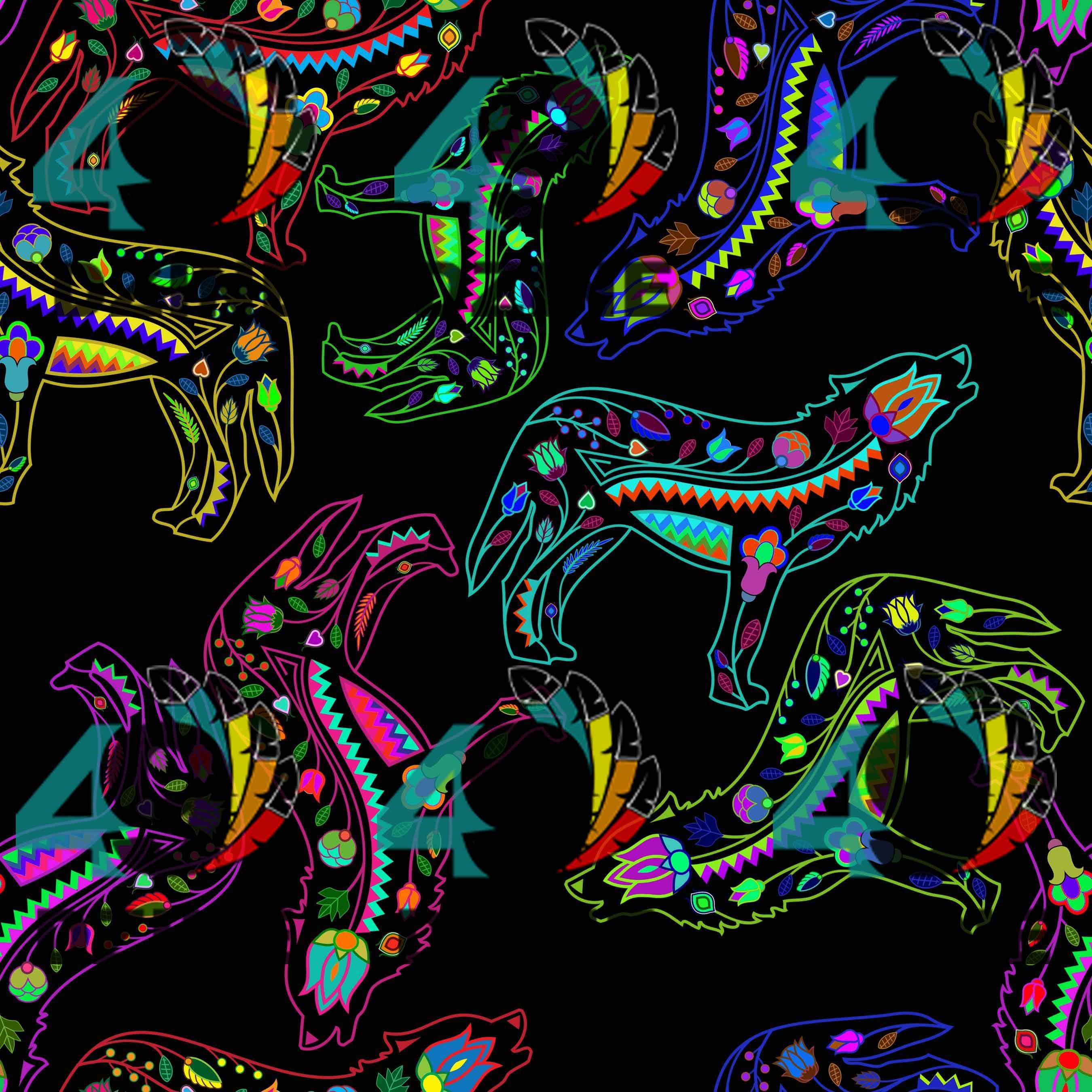 Neon Floral Wolves 56 Inch Cotton Poplin Pre Order