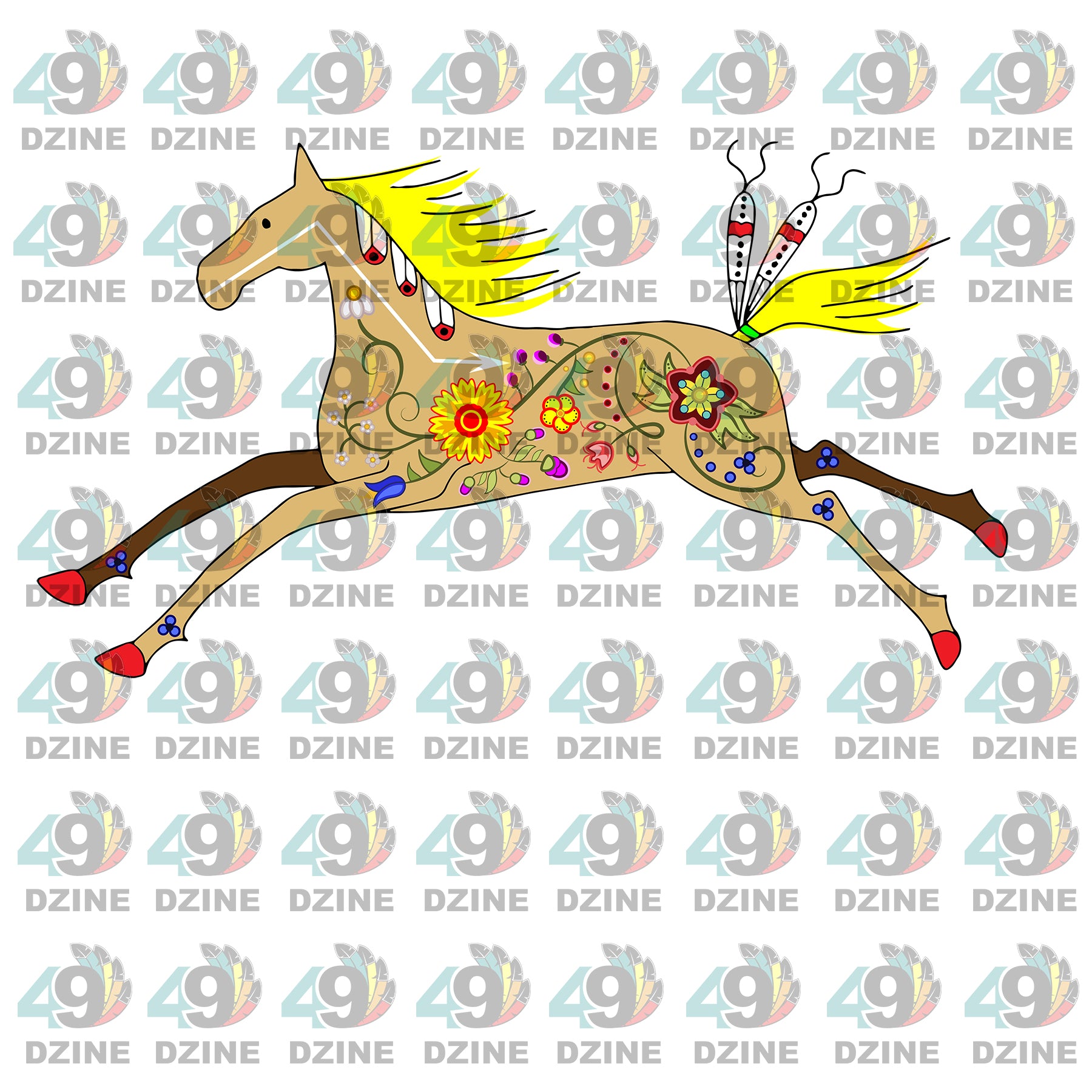 6-inch Floral Horse Transfer