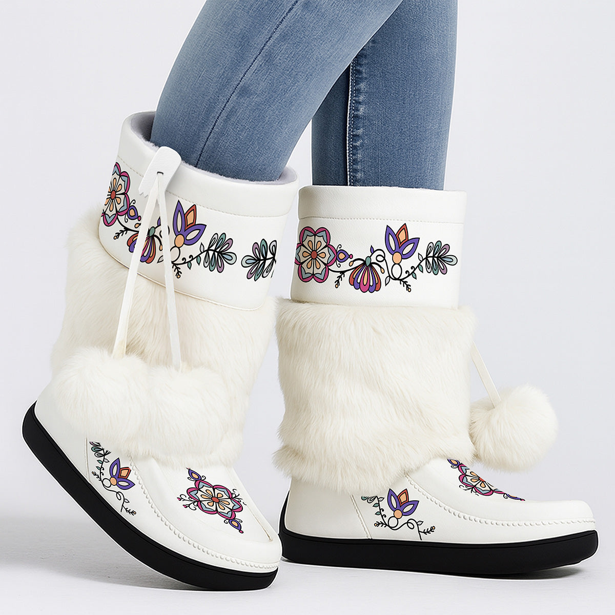 Aurora Petal Glow Real Leather MocLux Calf with Fur