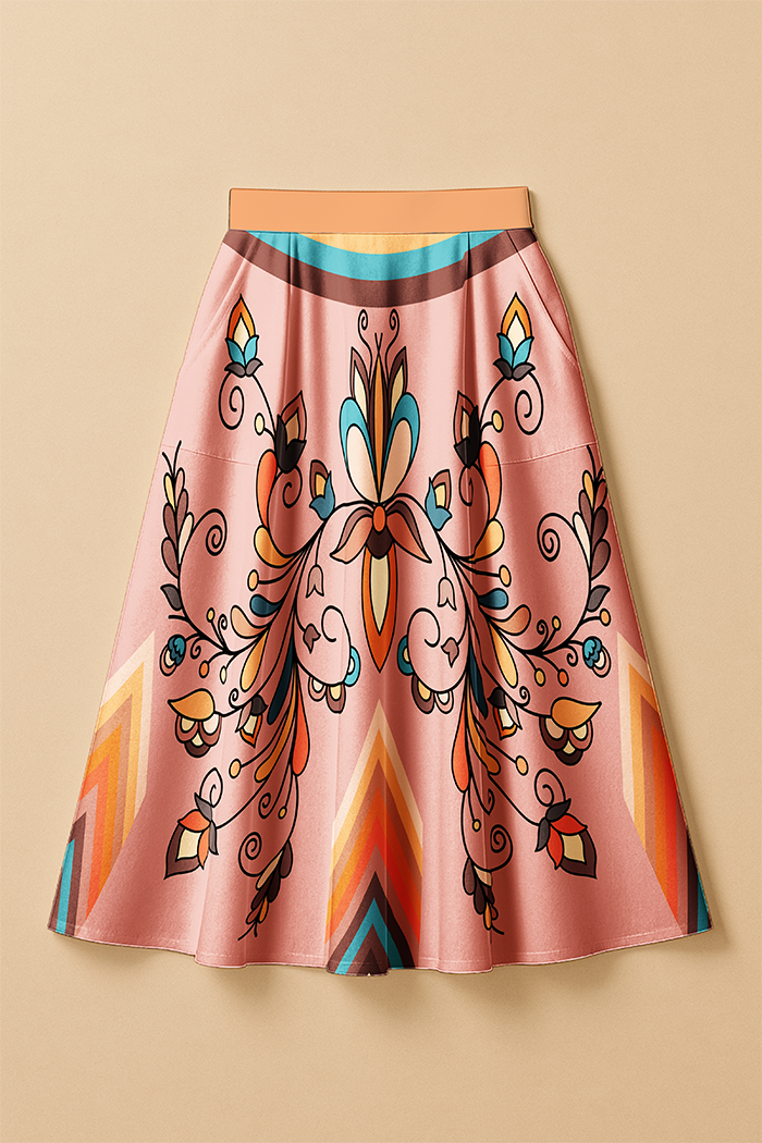 Guardian Petals Earthy Elastic Waist Pocket Midi Skirt