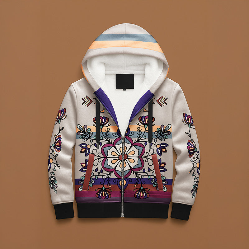 Burnt Sky Petals Women's Sherpa Hoodie