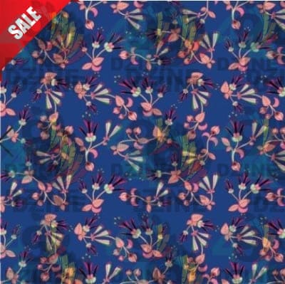 Swift Floral Peach Blue Satin Fabric By the Yard Pre Order