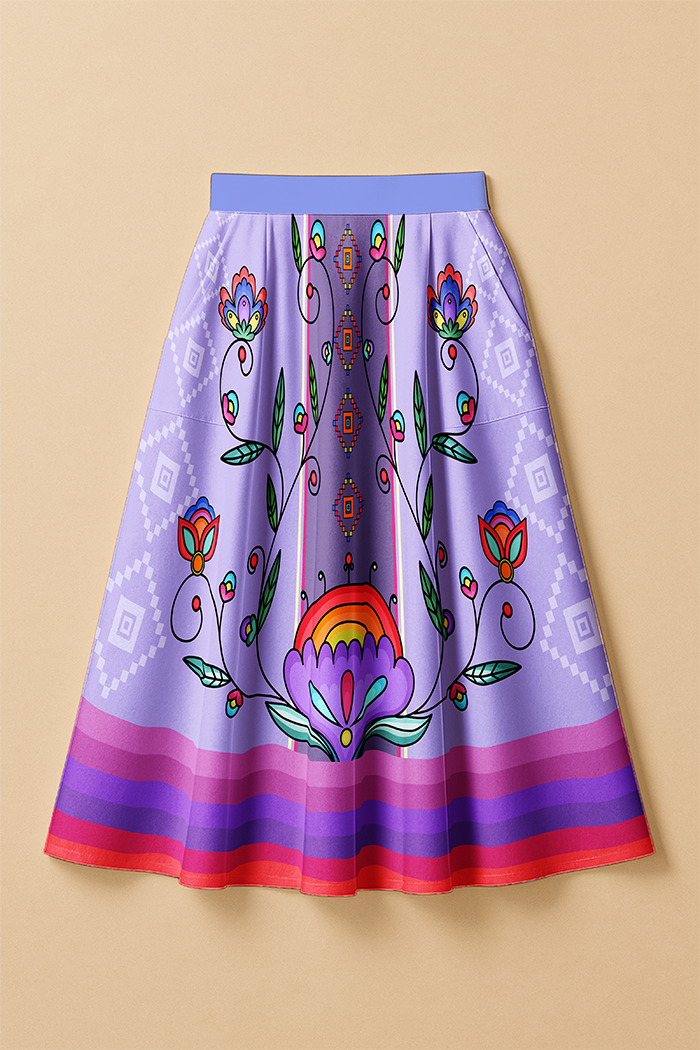 Threaded Whispers Bright Elastic Waist Pocket Midi Skirt