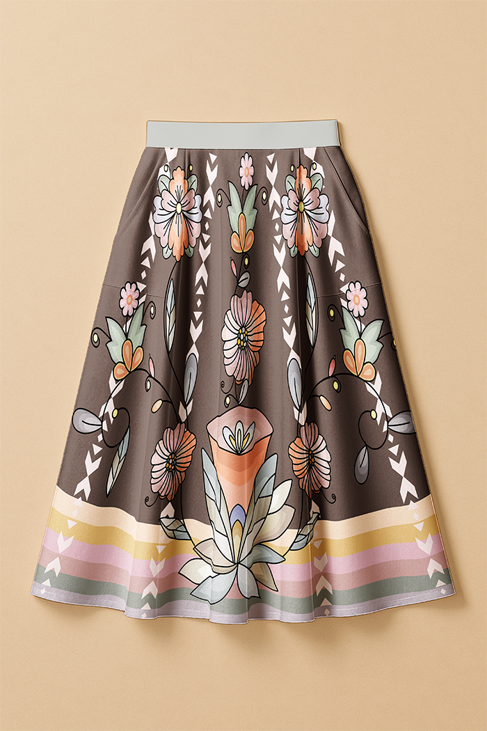 Whisphers of the Willow Earthy Elastic Waist Pocket Midi Skirt