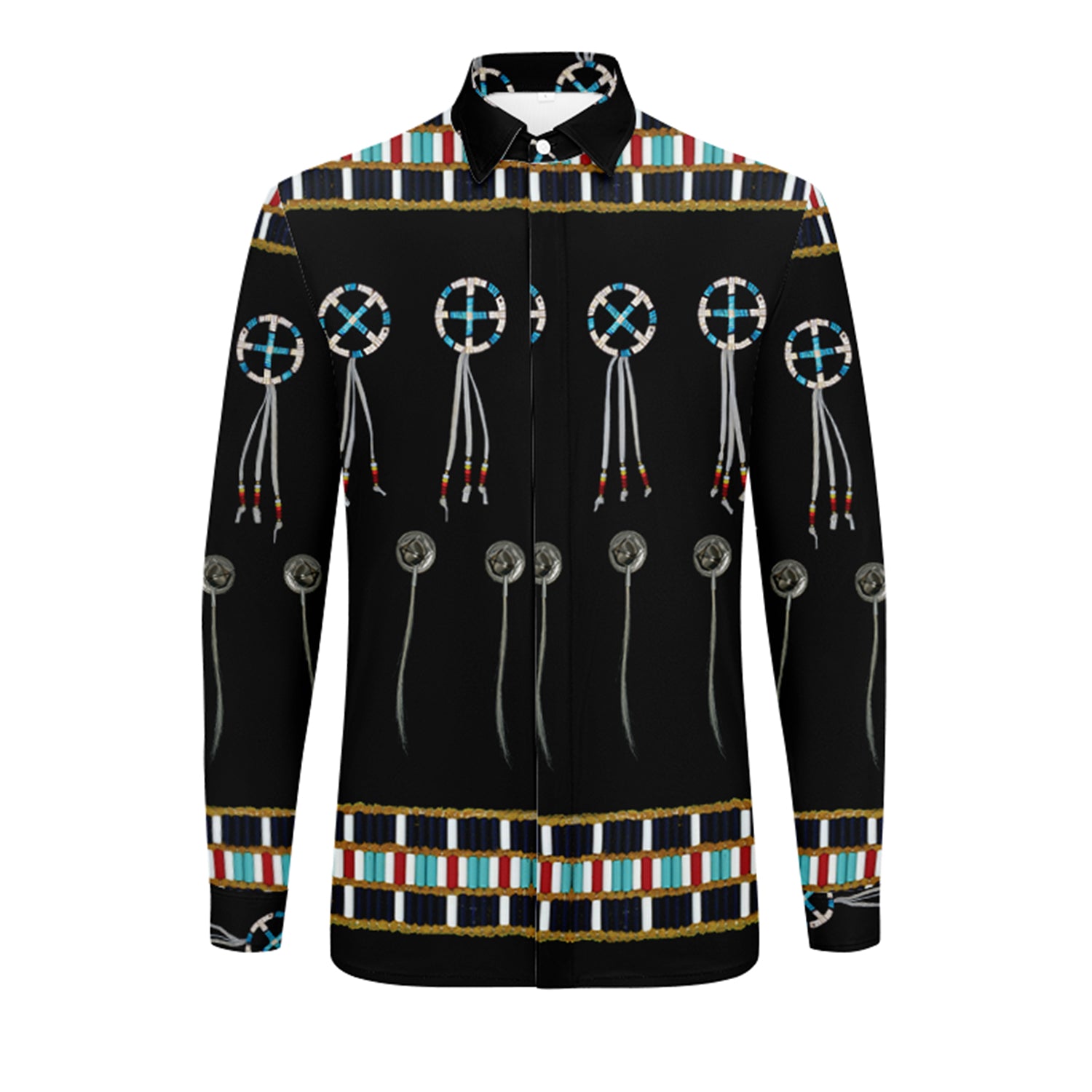 Beaded Bracelet Men's Long Sleeve Dress Shirt
