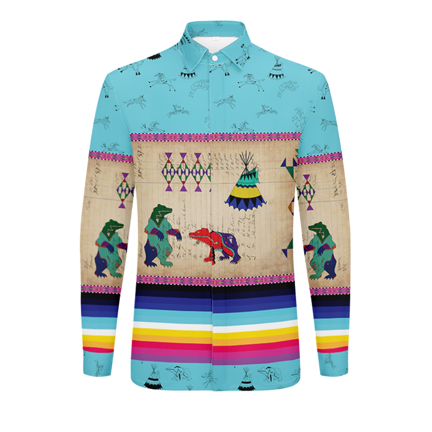 Bear Ledger Sky Men's Long Sleeve Dress Shirt