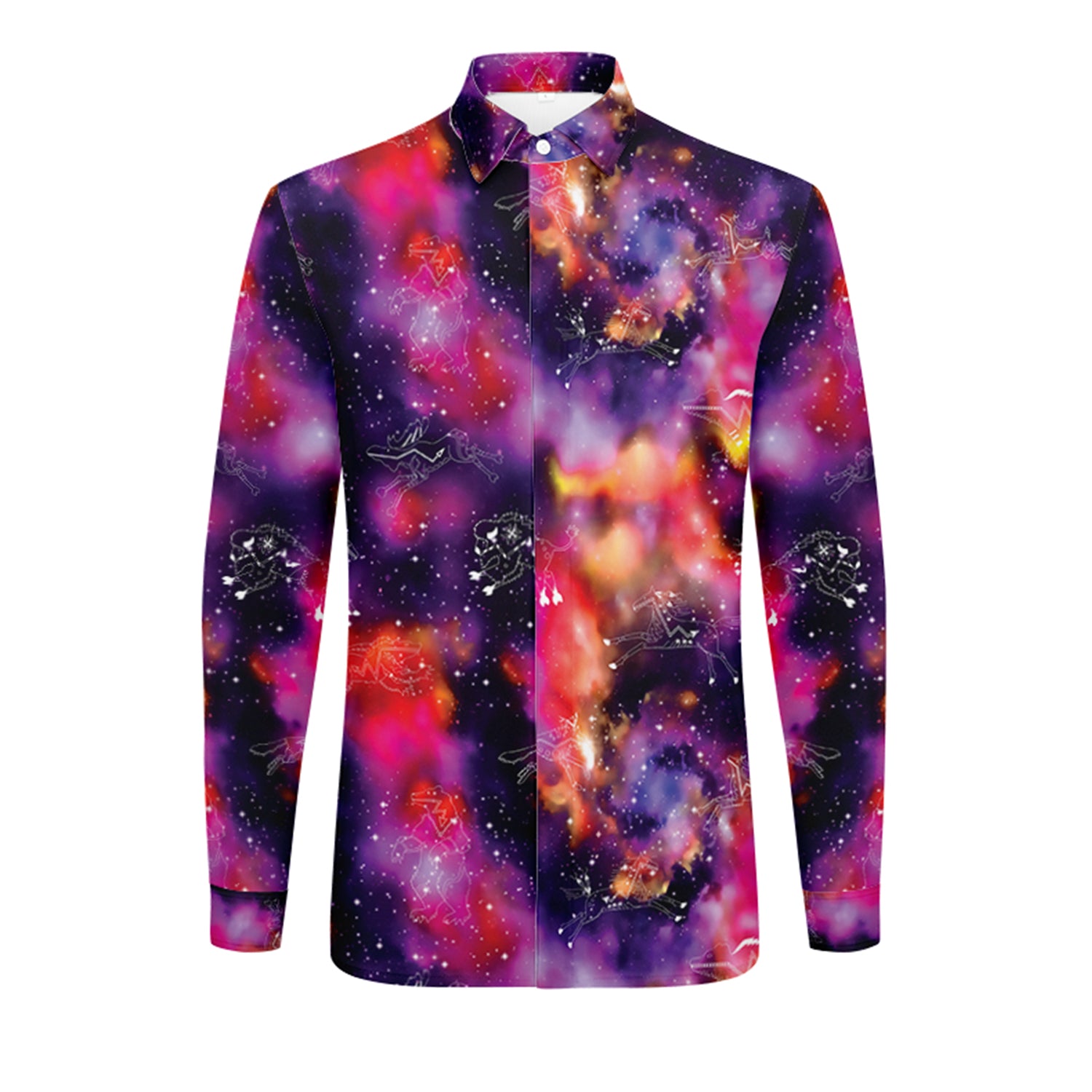 Animal Ancestors 9 Cosmic Swirl Purple and Red Men's Long Sleeve Dress Shirt