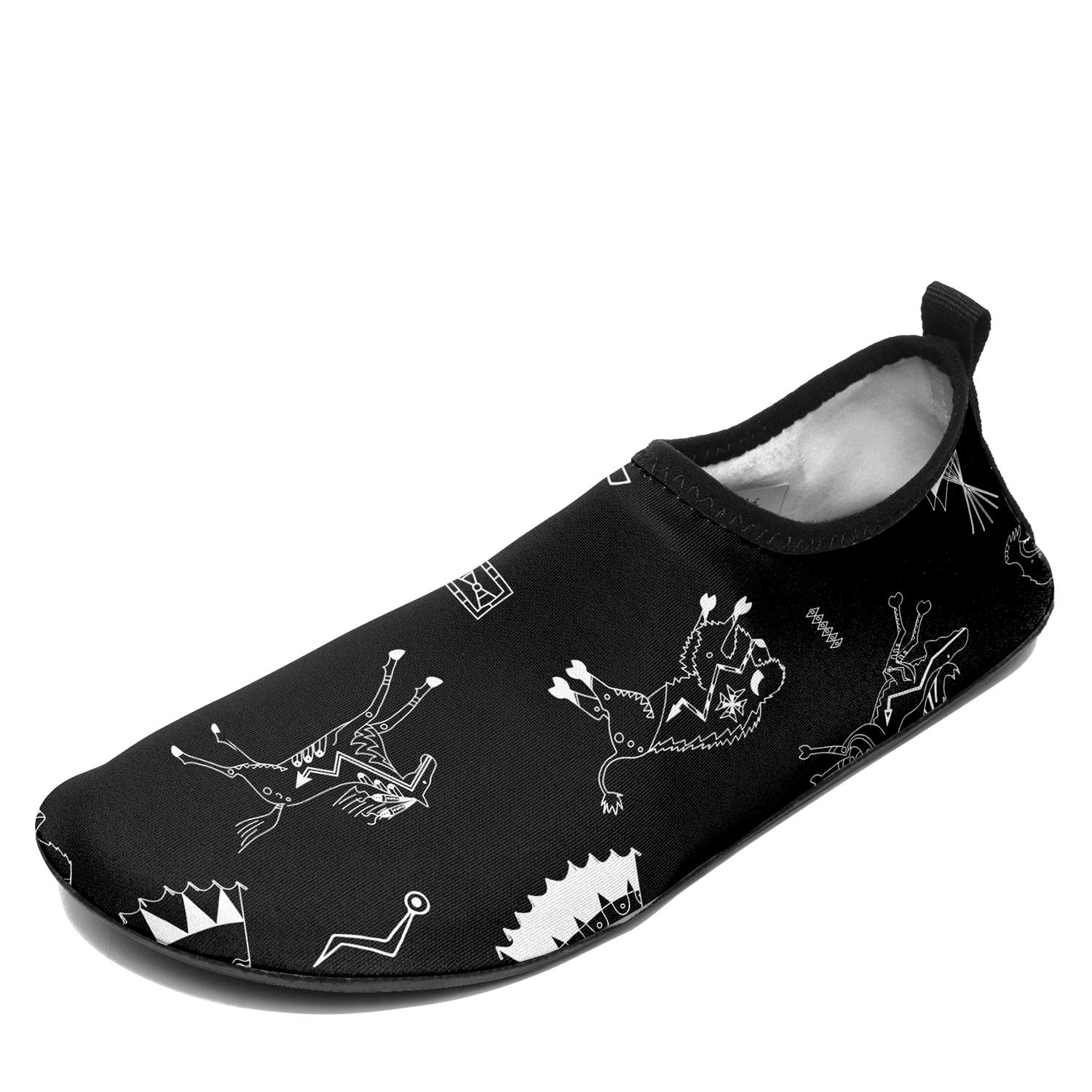 Okotoks Black and White Sockamoccs Kid's Sockamoccs Slip On Shoes