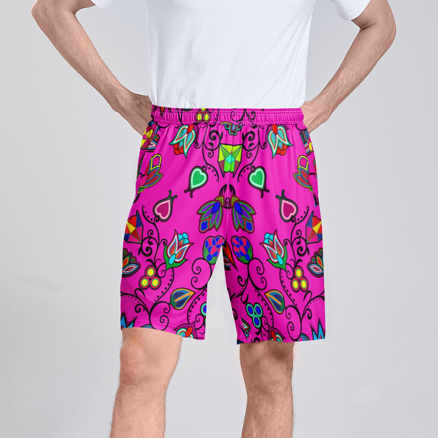 Indigenous Paisley Athletic Shorts with Pockets