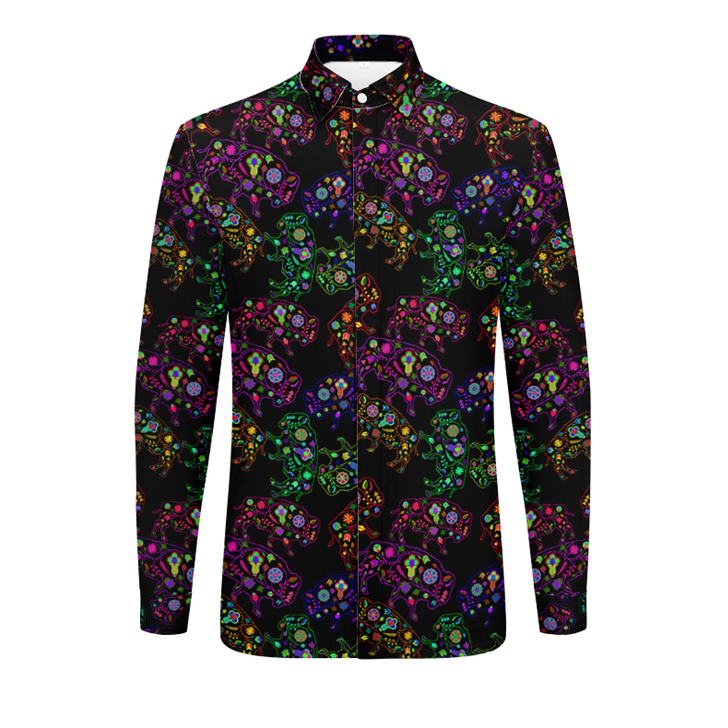 Floral Buffalo Men's Long Sleeve Dress Shirt