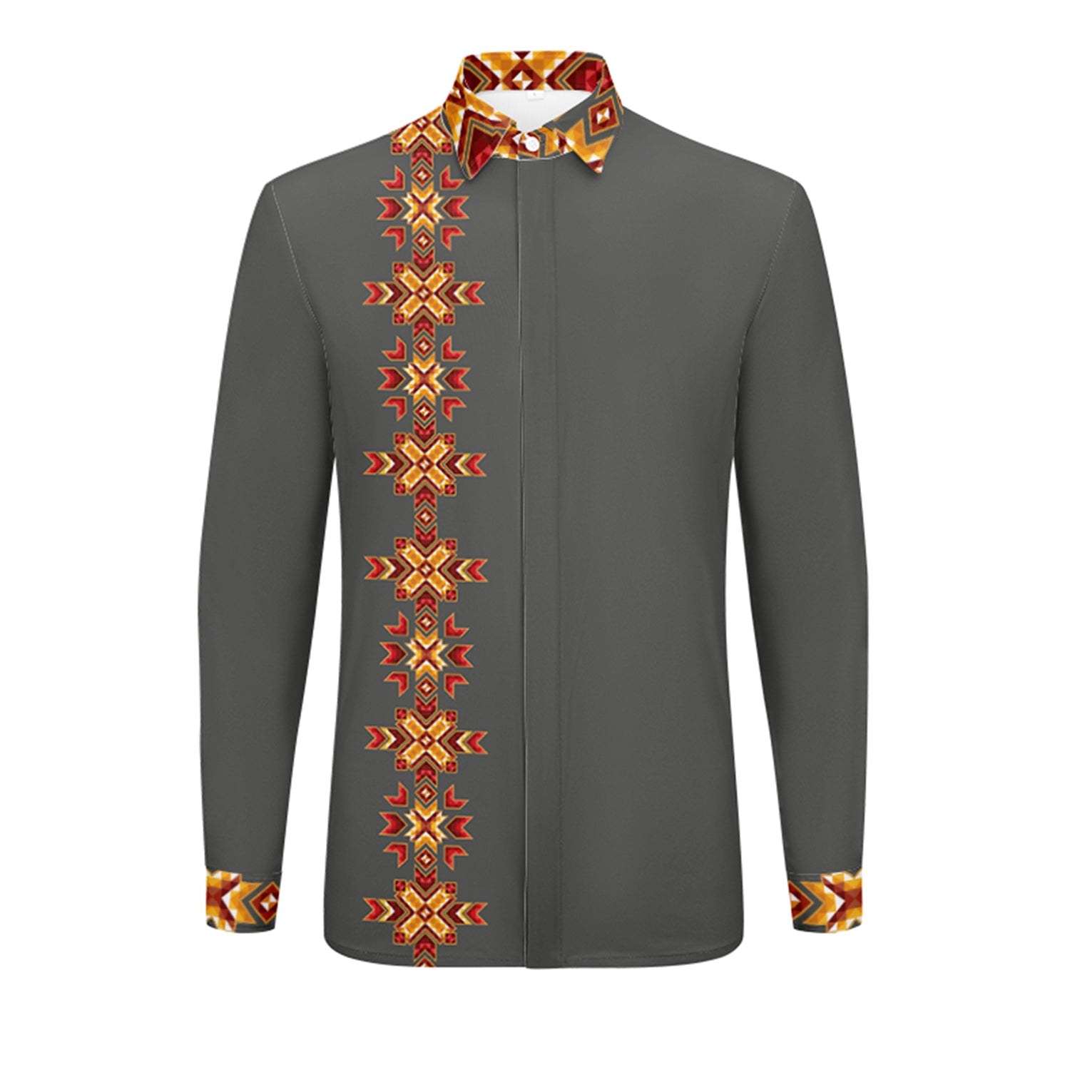 Blanket Strip Ruby Fall Grey Men's Long Sleeve Dress Shirt