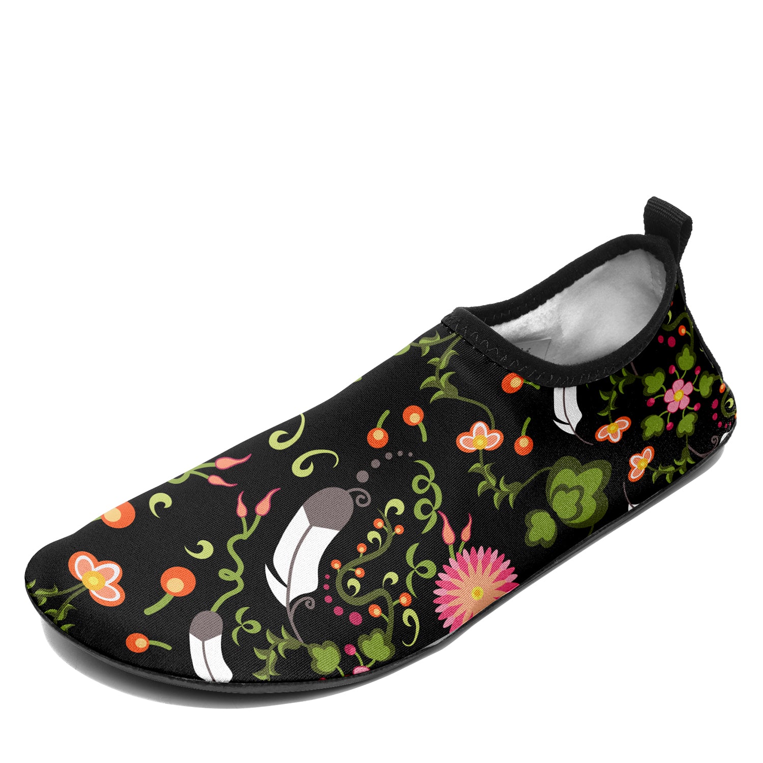 Neon Floral Horses Sockamoccs Kid's Sockamoccs Slip On Shoes