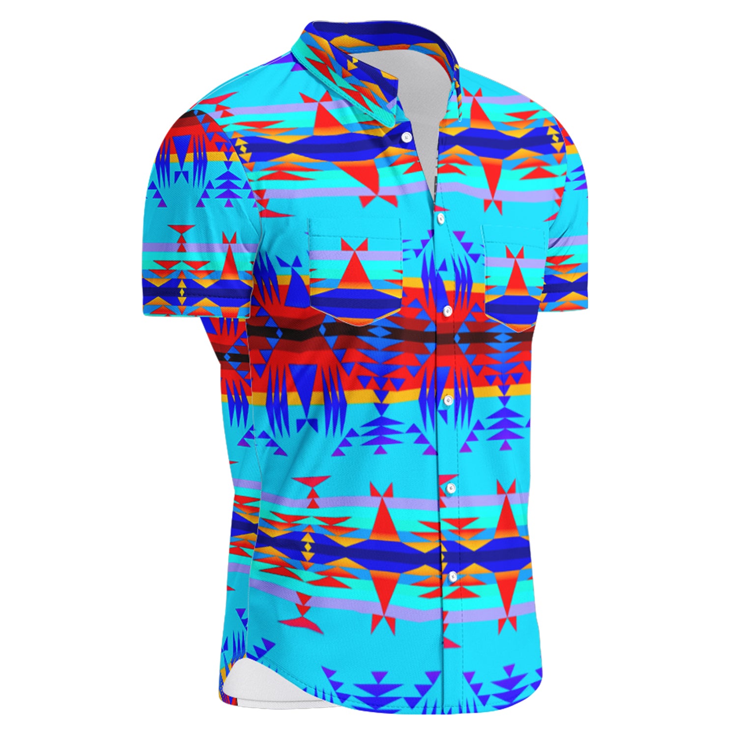 Between the Mountains Blue Hawaiian-Style Button Up Shirt