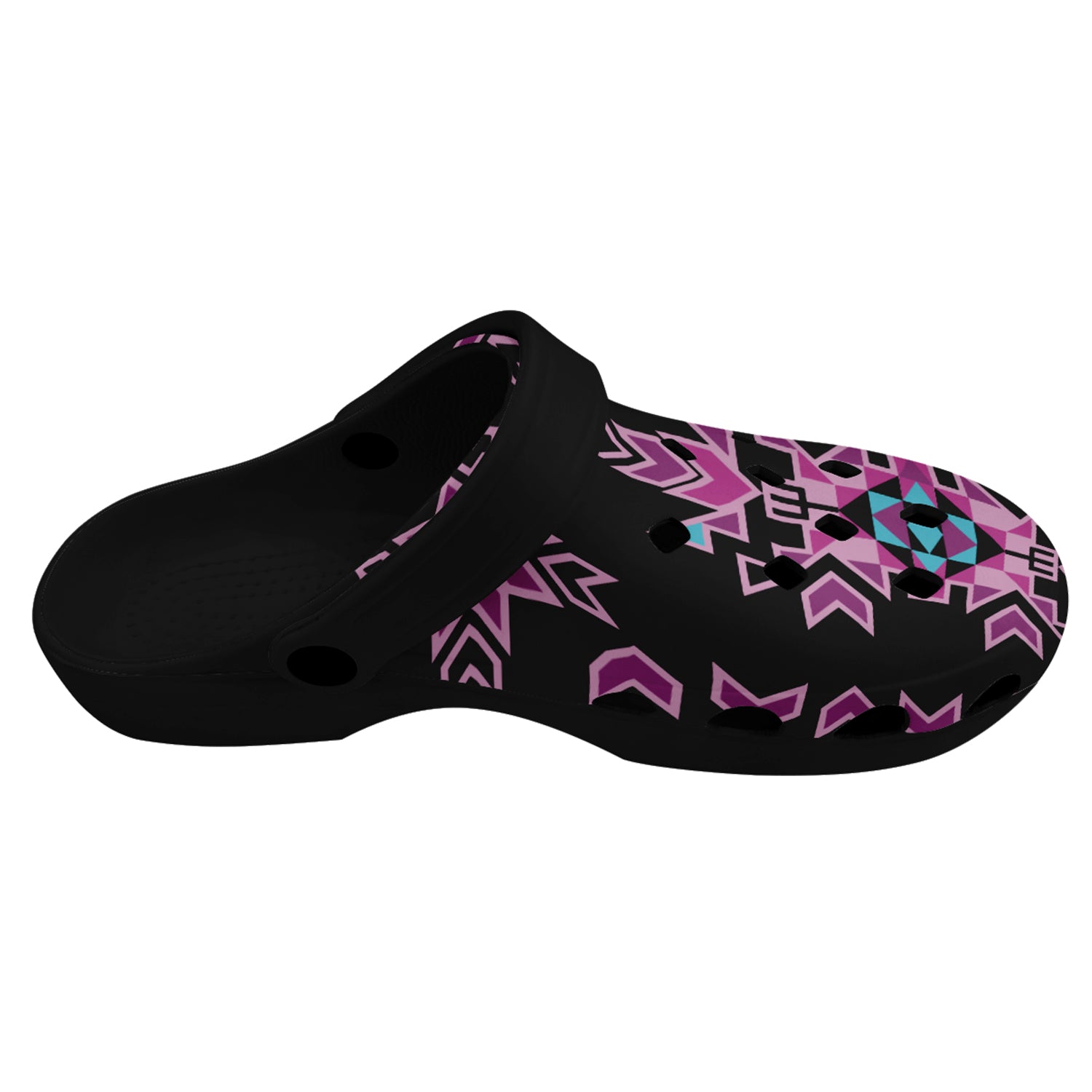 Geo Pink and Black Muddies Unisex Clog Shoes