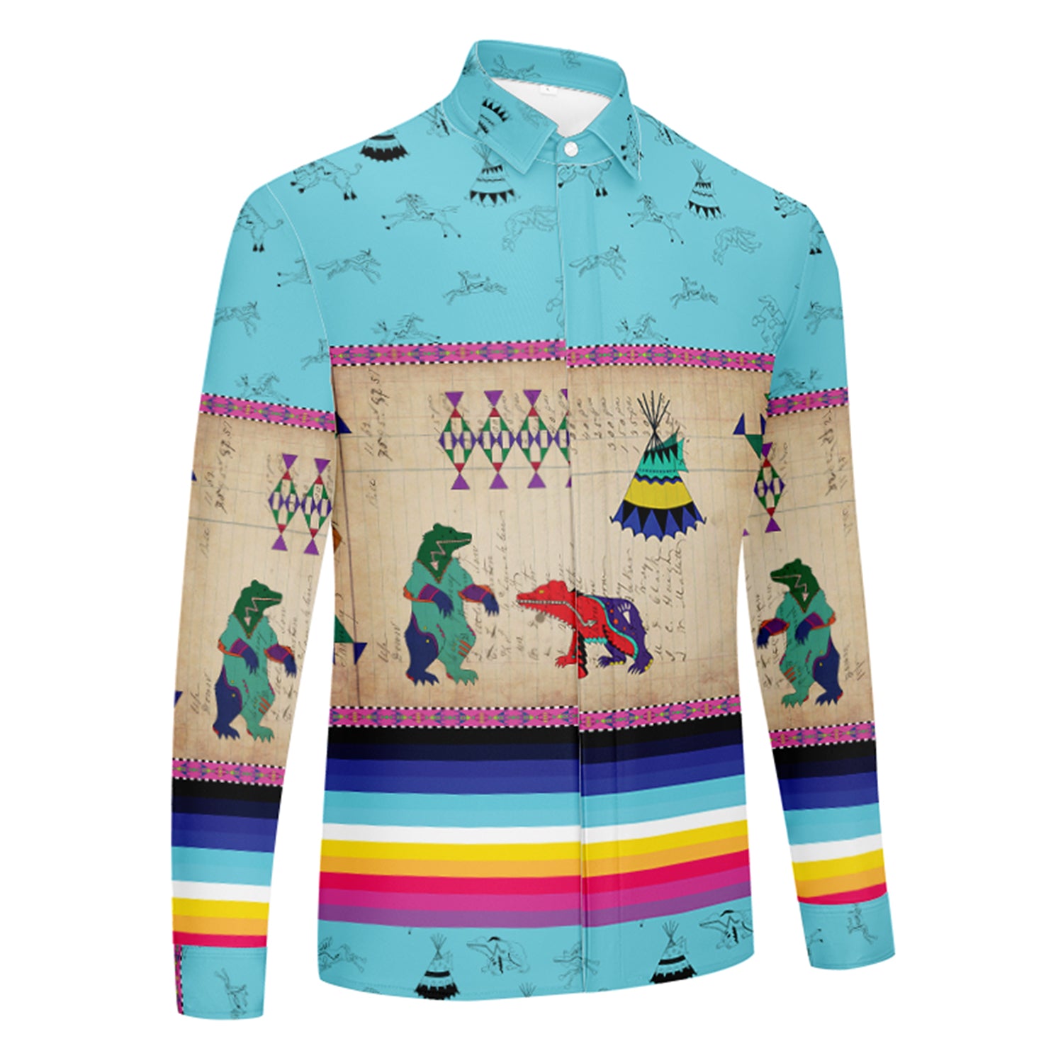 Bear Ledger Sky Men's Long Sleeve Dress Shirt