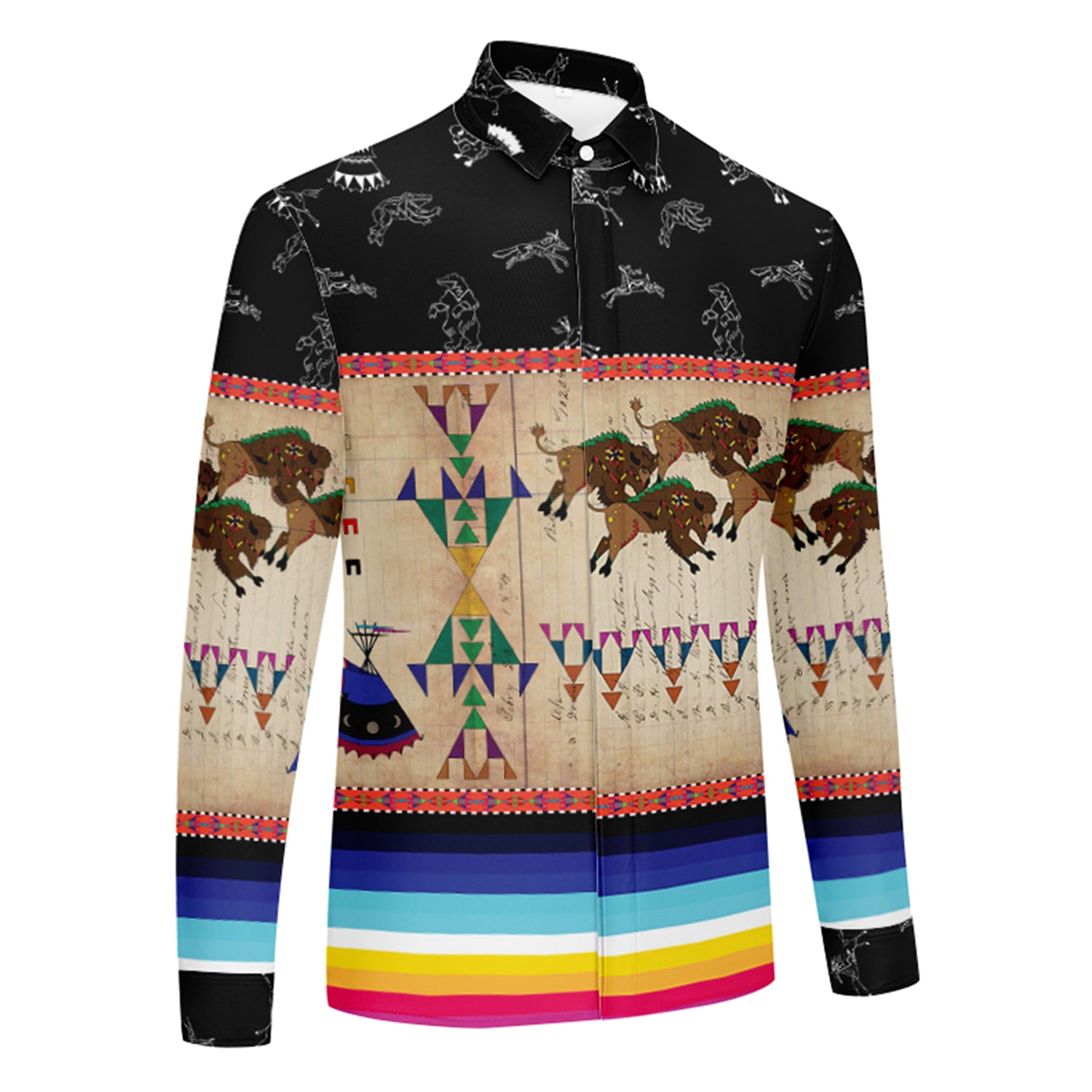 Buffalos Running Black Sky Men's Long Sleeve Dress Shirt