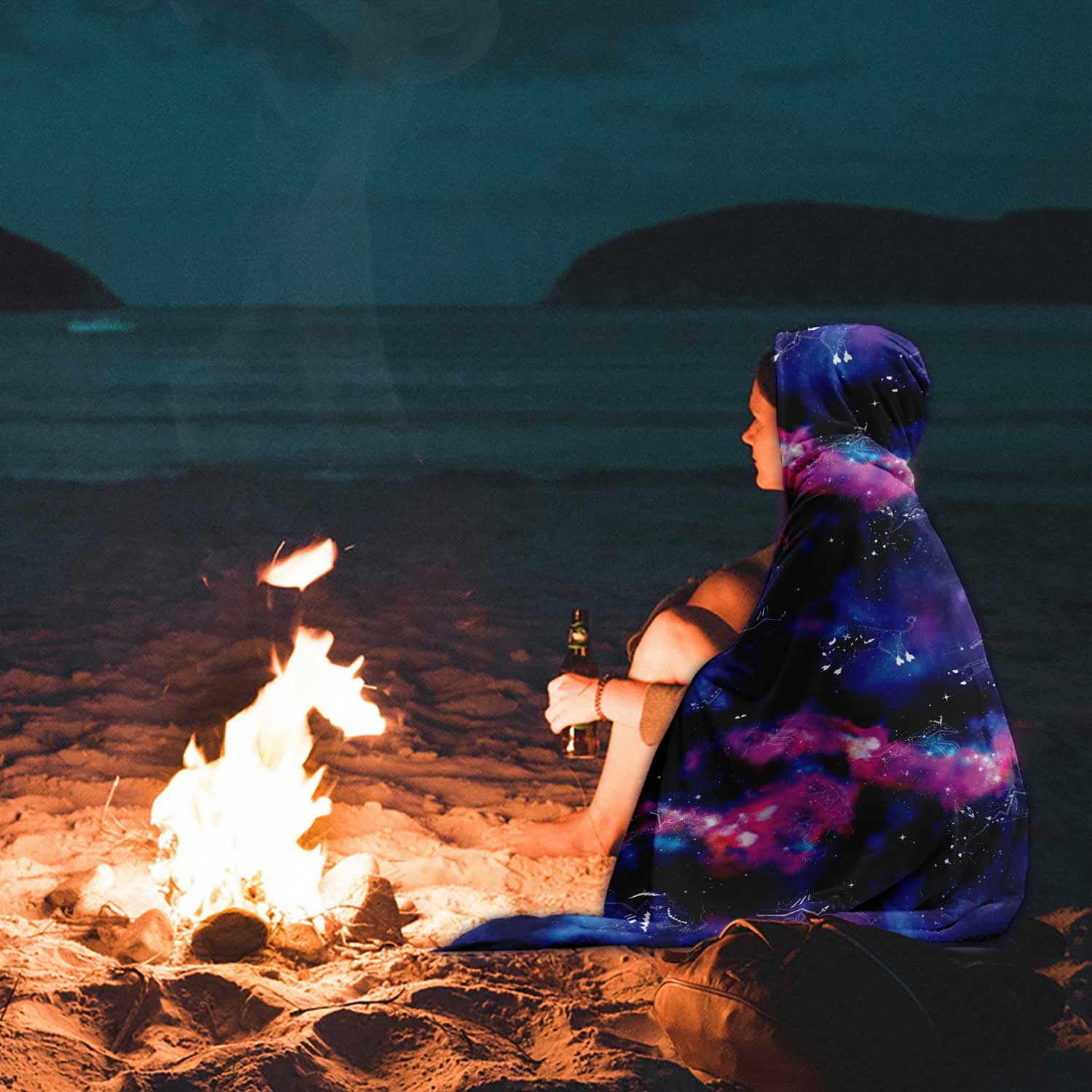 Animal Ancestors 1 Blue and Pink Hooded Blanket