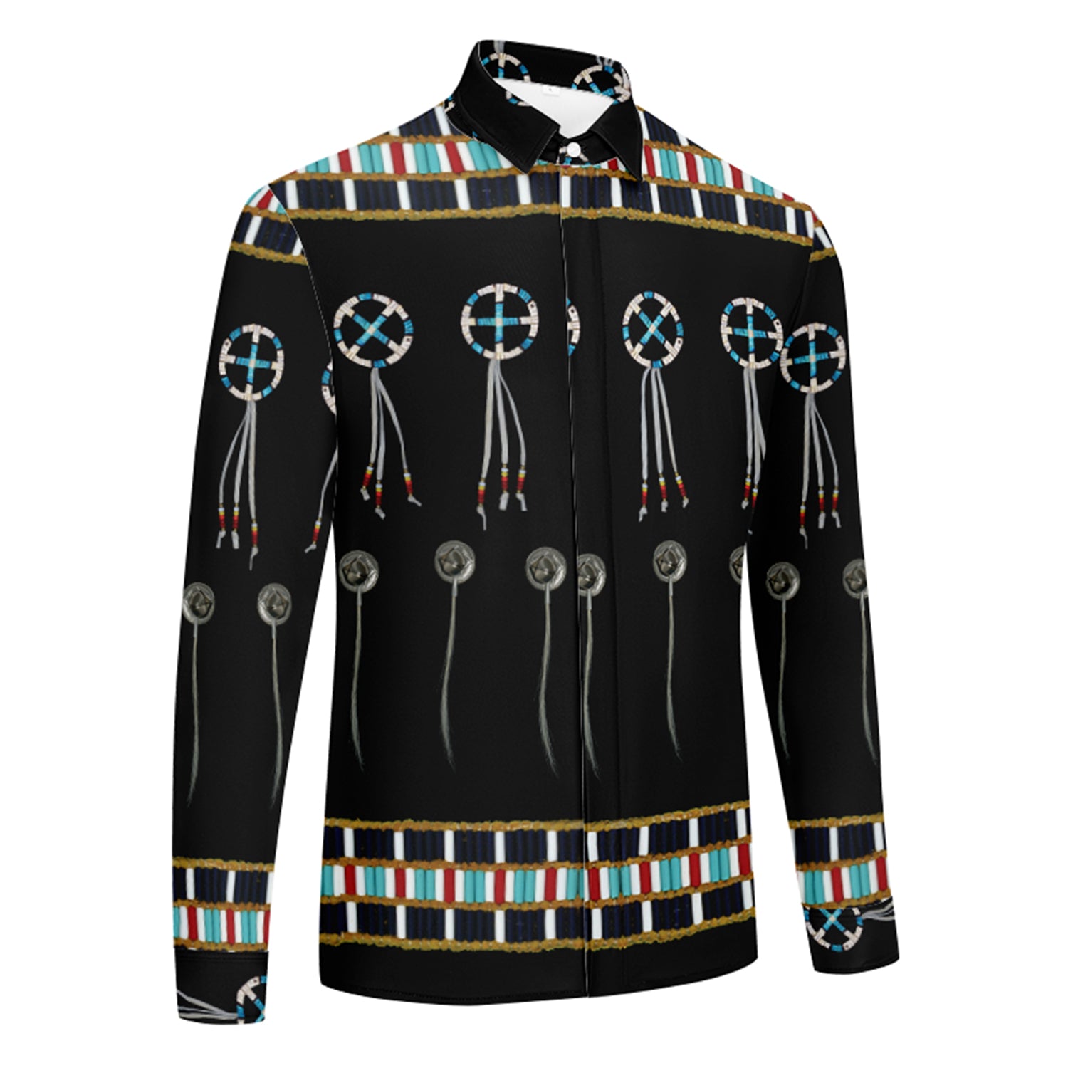 Beaded Bracelet Men's Long Sleeve Dress Shirt