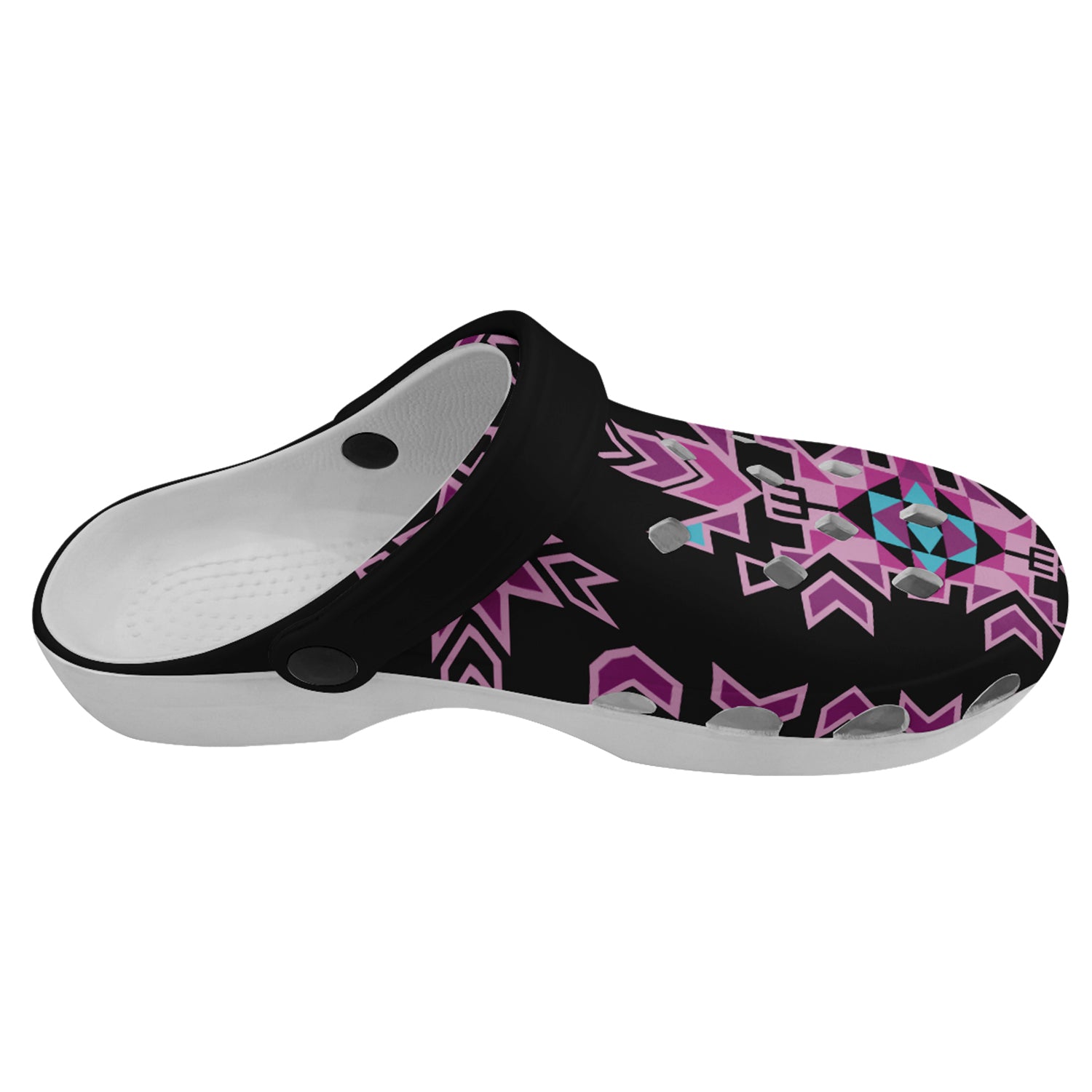 Geo Pink and Black Muddies Unisex Clog Shoes