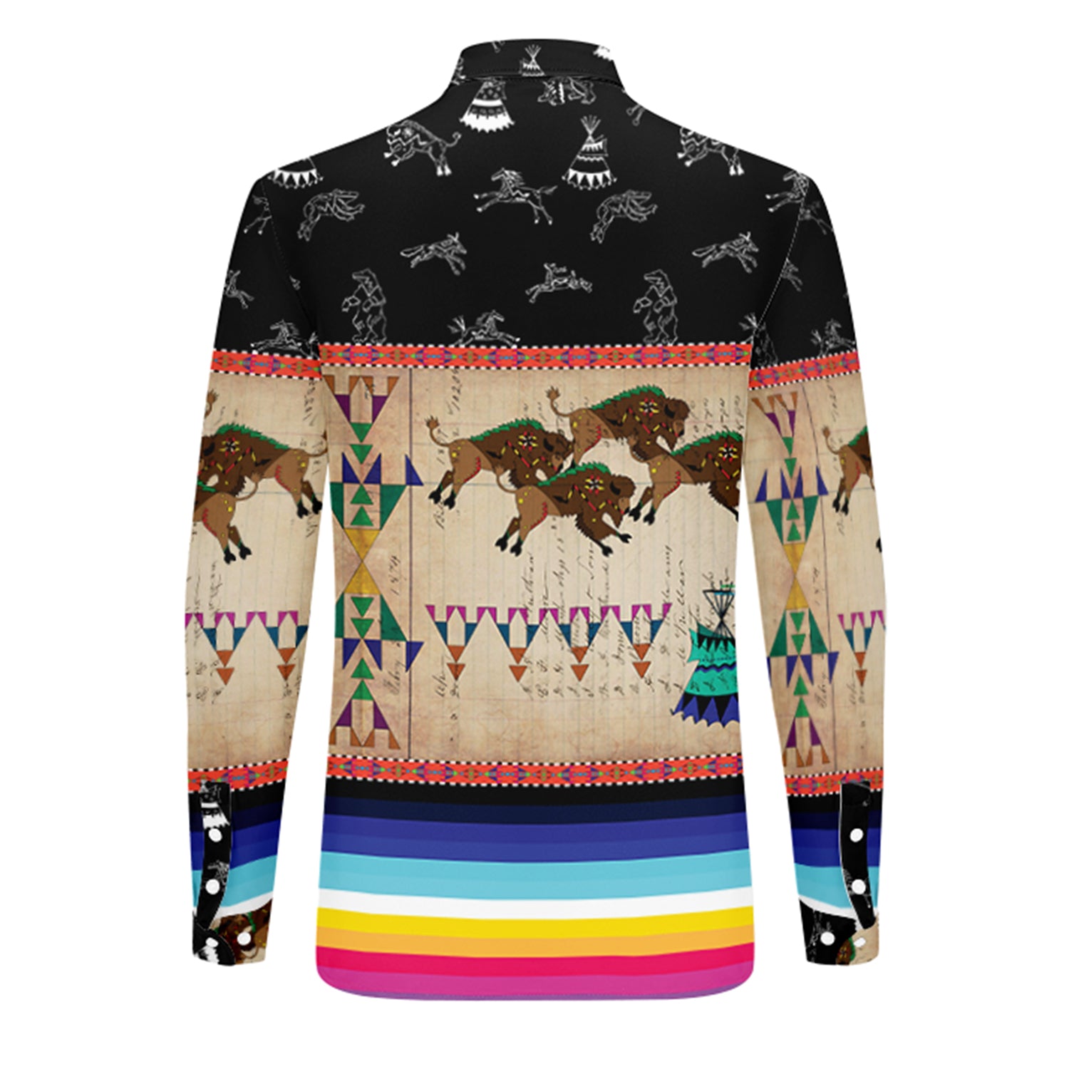 Buffalos Running Black Sky Men's Long Sleeve Dress Shirt