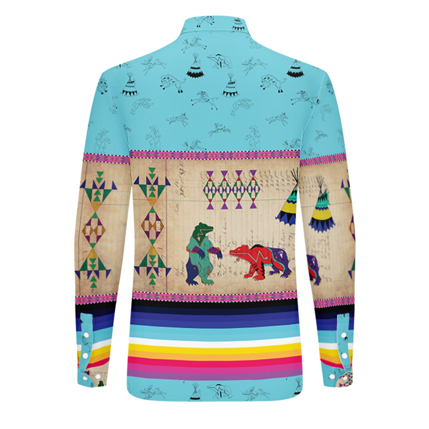 Bear Ledger Sky Men's Long Sleeve Dress Shirt