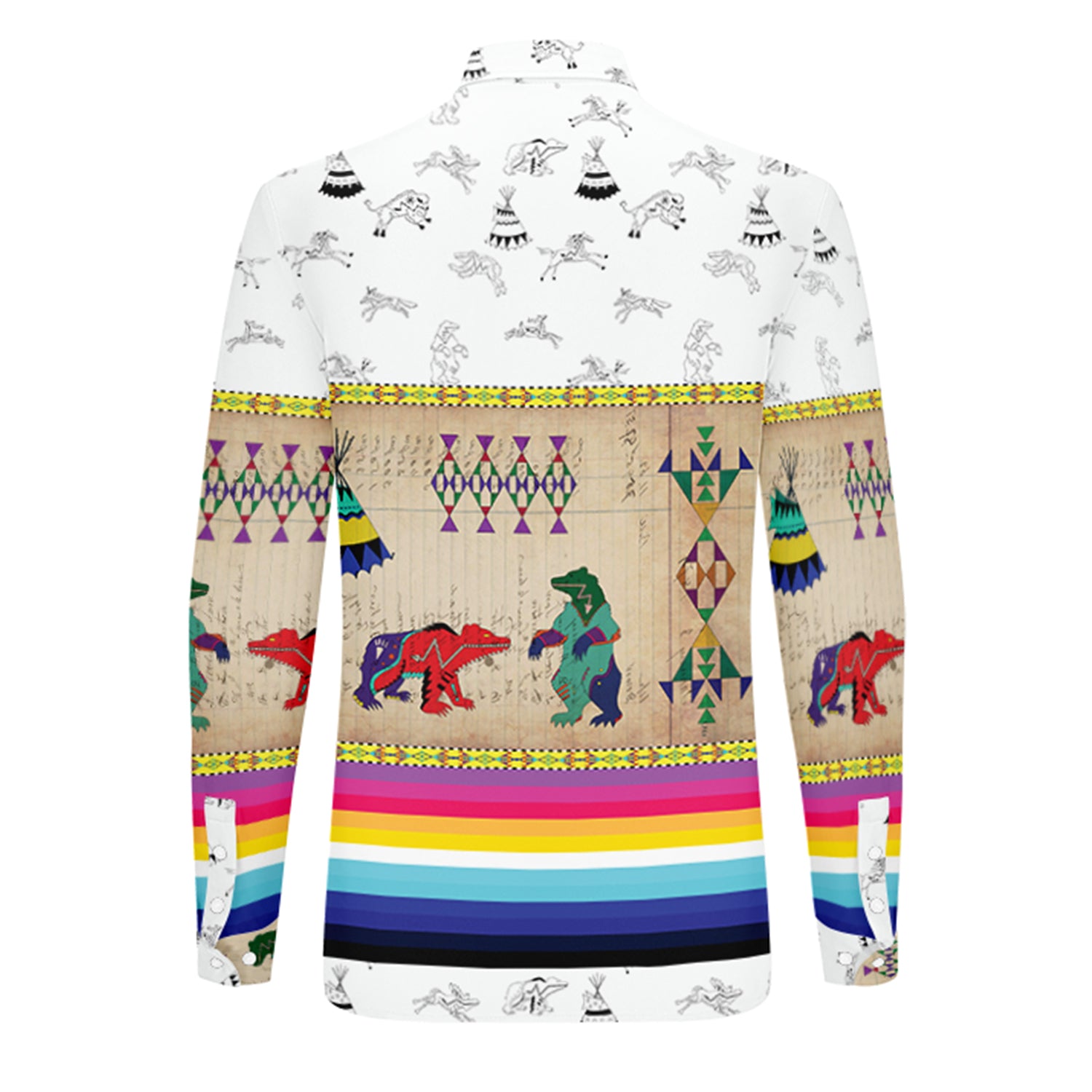 Bear Ledger White Clay Men's Long Sleeve Dress Shirt