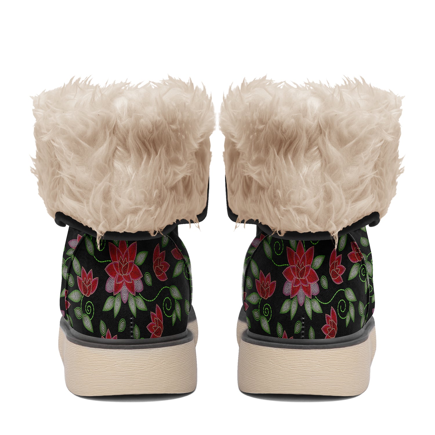 Red Beaded Rose Polar Winter Boots