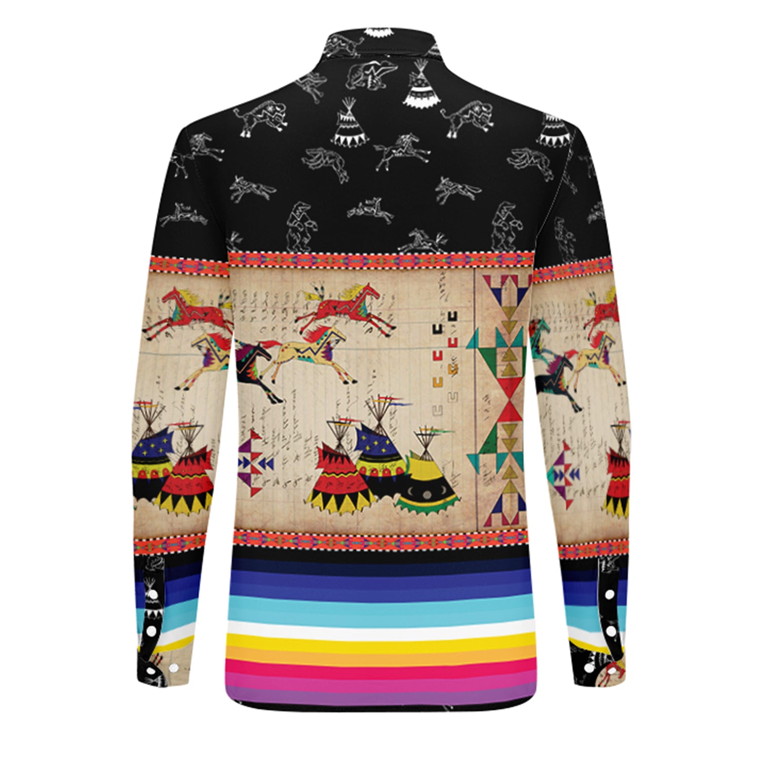 Horses Running Black Sky Men's Long Sleeve Dress Shirt