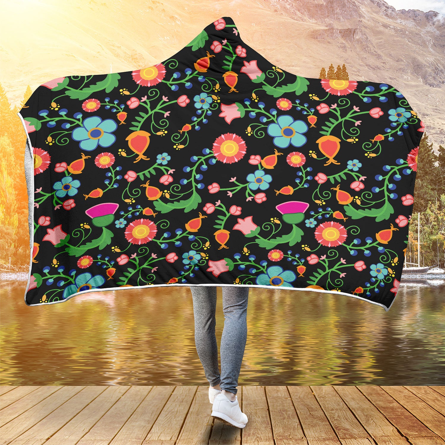 Bee Spring Night Hooded Blanket