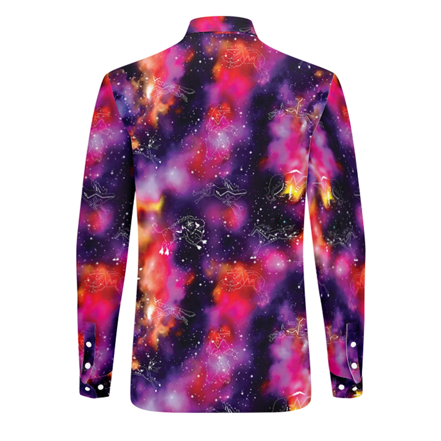 Animal Ancestors 9 Cosmic Swirl Purple and Red Men's Long Sleeve Dress Shirt