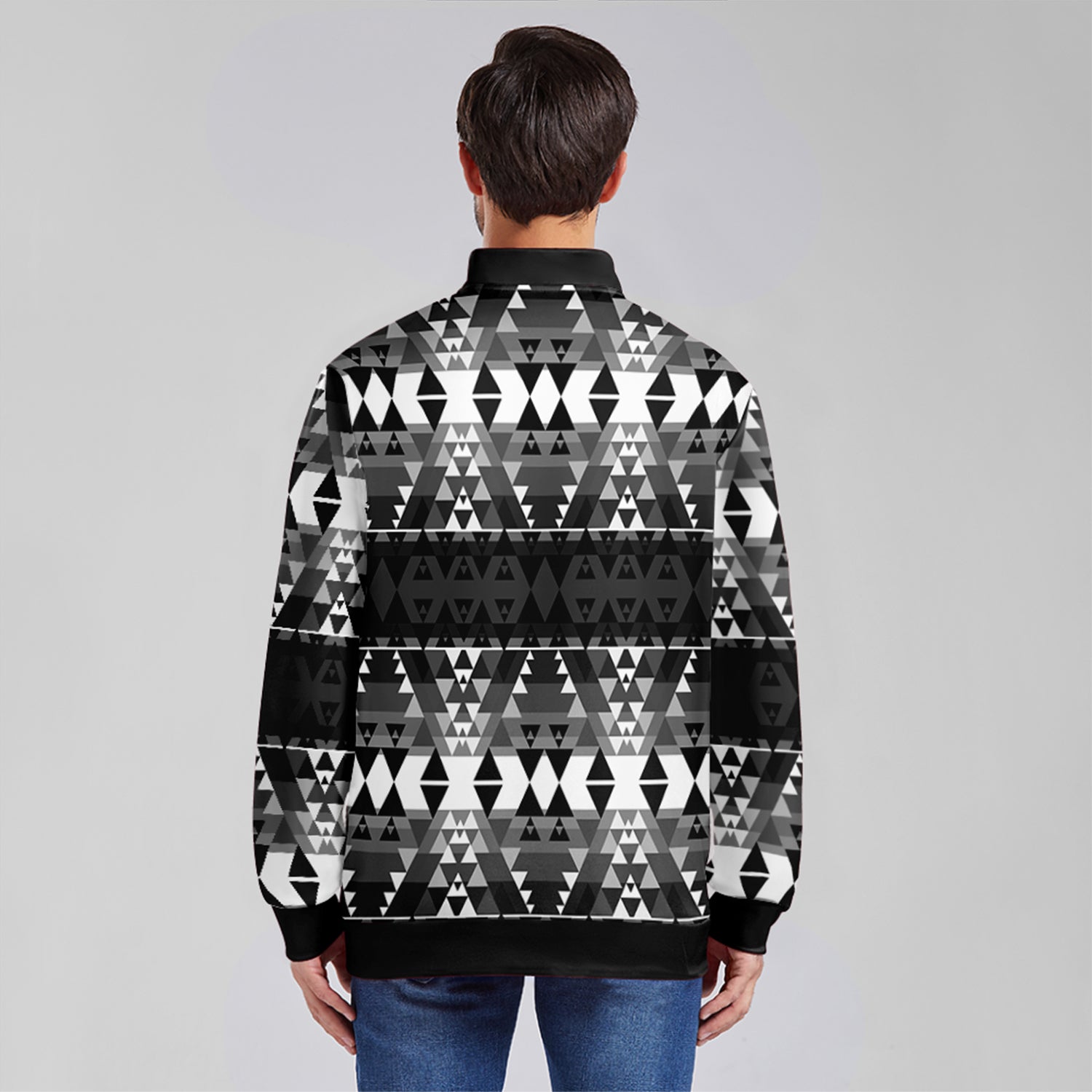 Writing on Stone Black and White Zippered Collared Lightweight Jacket