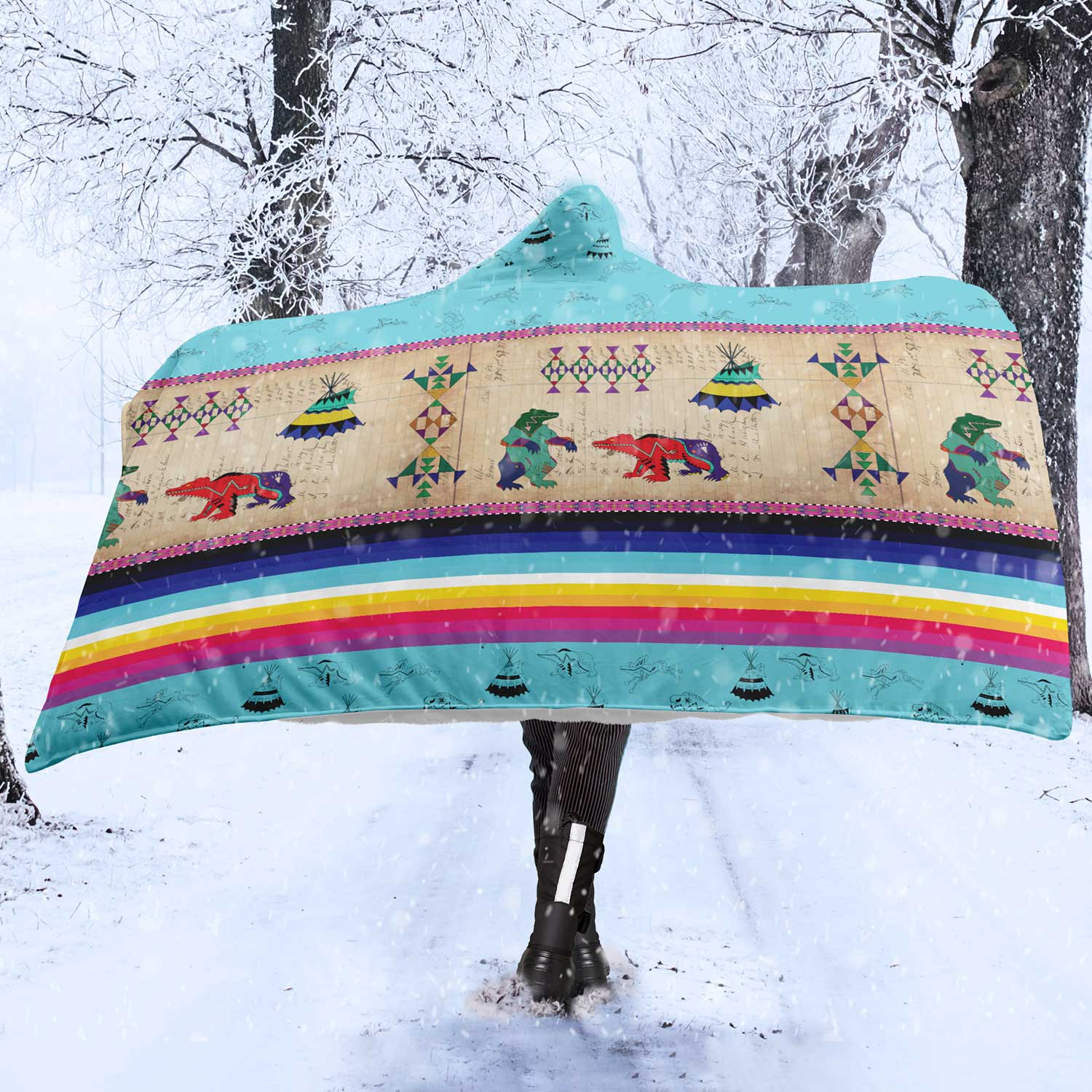 Bear Ledger Sky Hooded Blanket