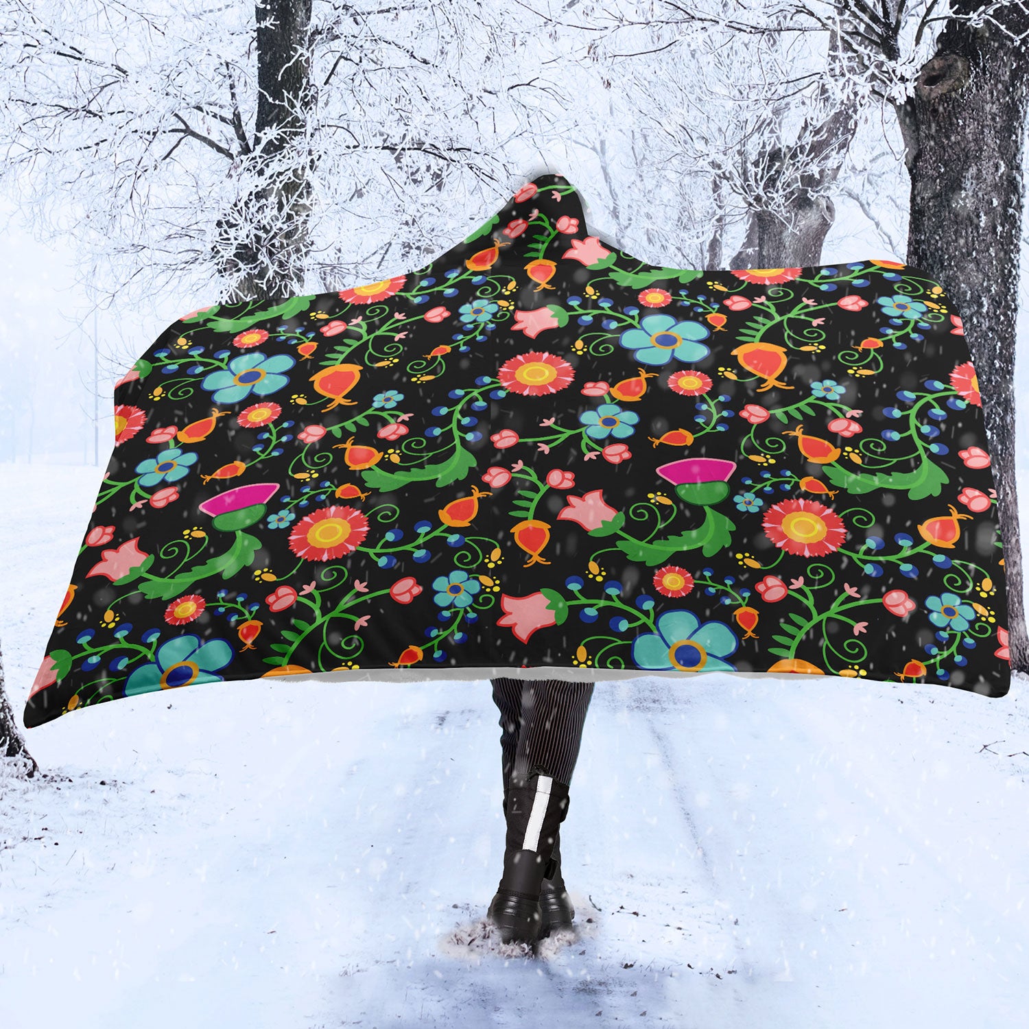 Bee Spring Night Hooded Blanket