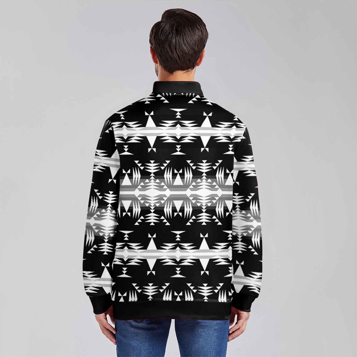 Between the Mountains Black and White Zippered Collared Lightweight Jacket