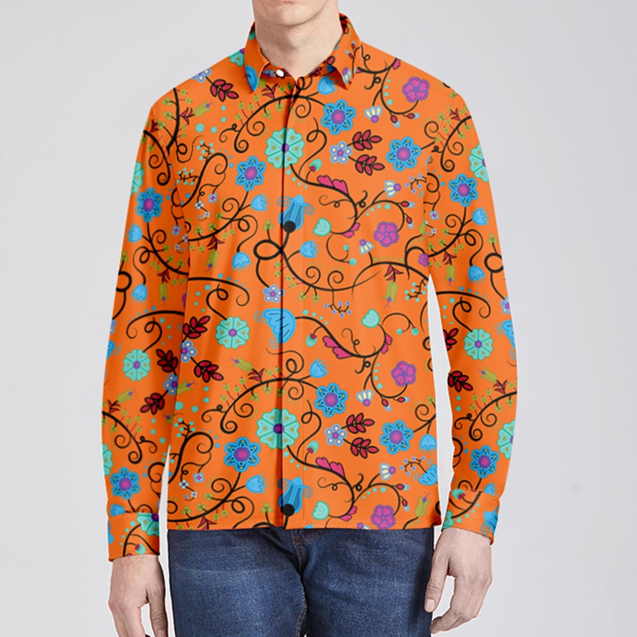 Nipin Blossom Carrot Men's Long Sleeve Dress Shirt 2XL