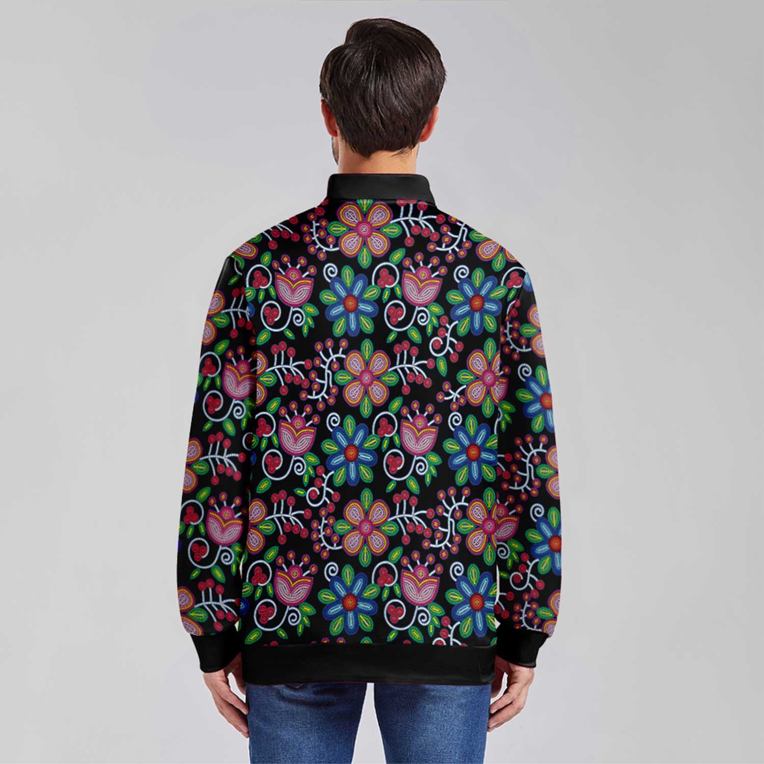 Midnight Garden Black Youth Zippered Collared Lightweight Jacket