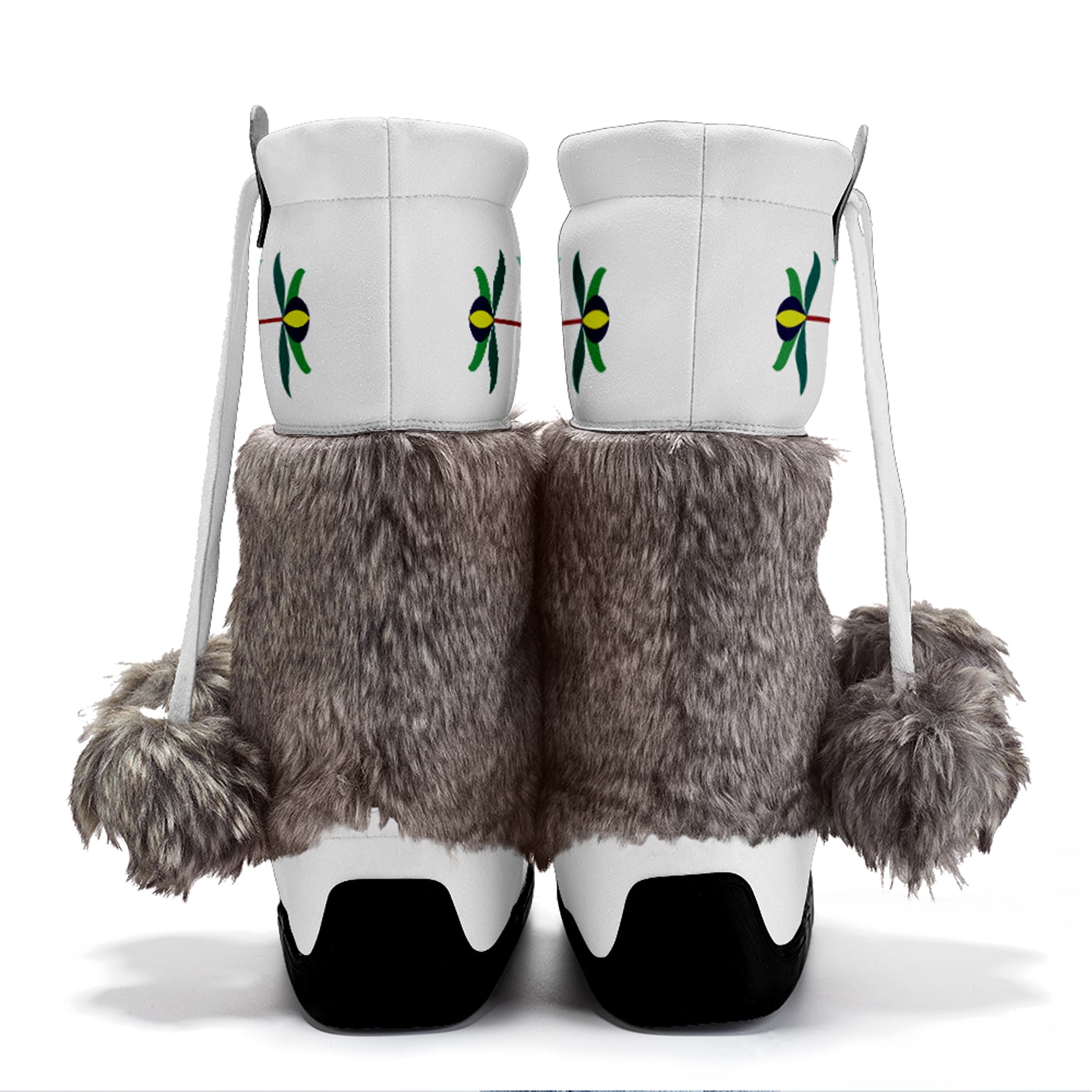 New Age Quill Real White Leather MocLux with Fur