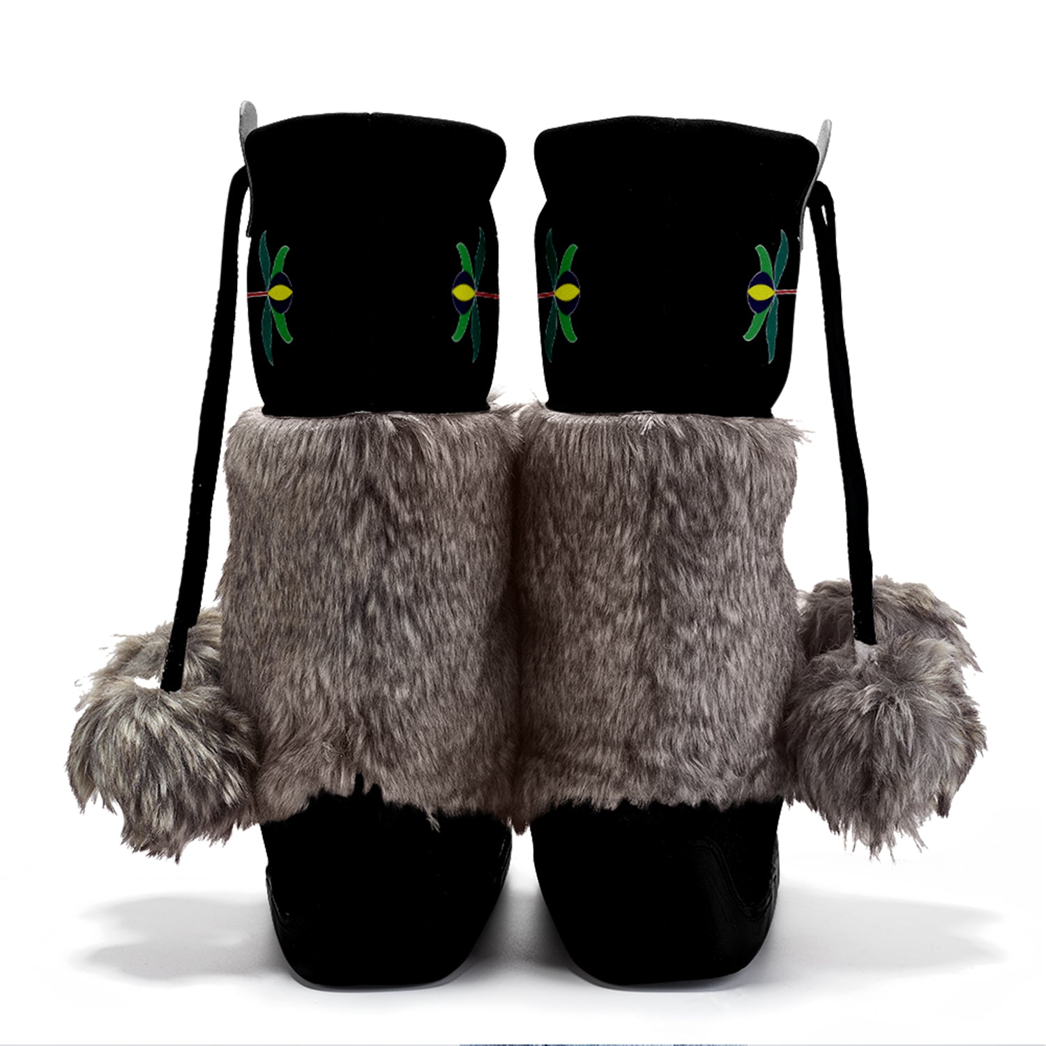 New Age Quill Black Real Leather MocLux with Fur