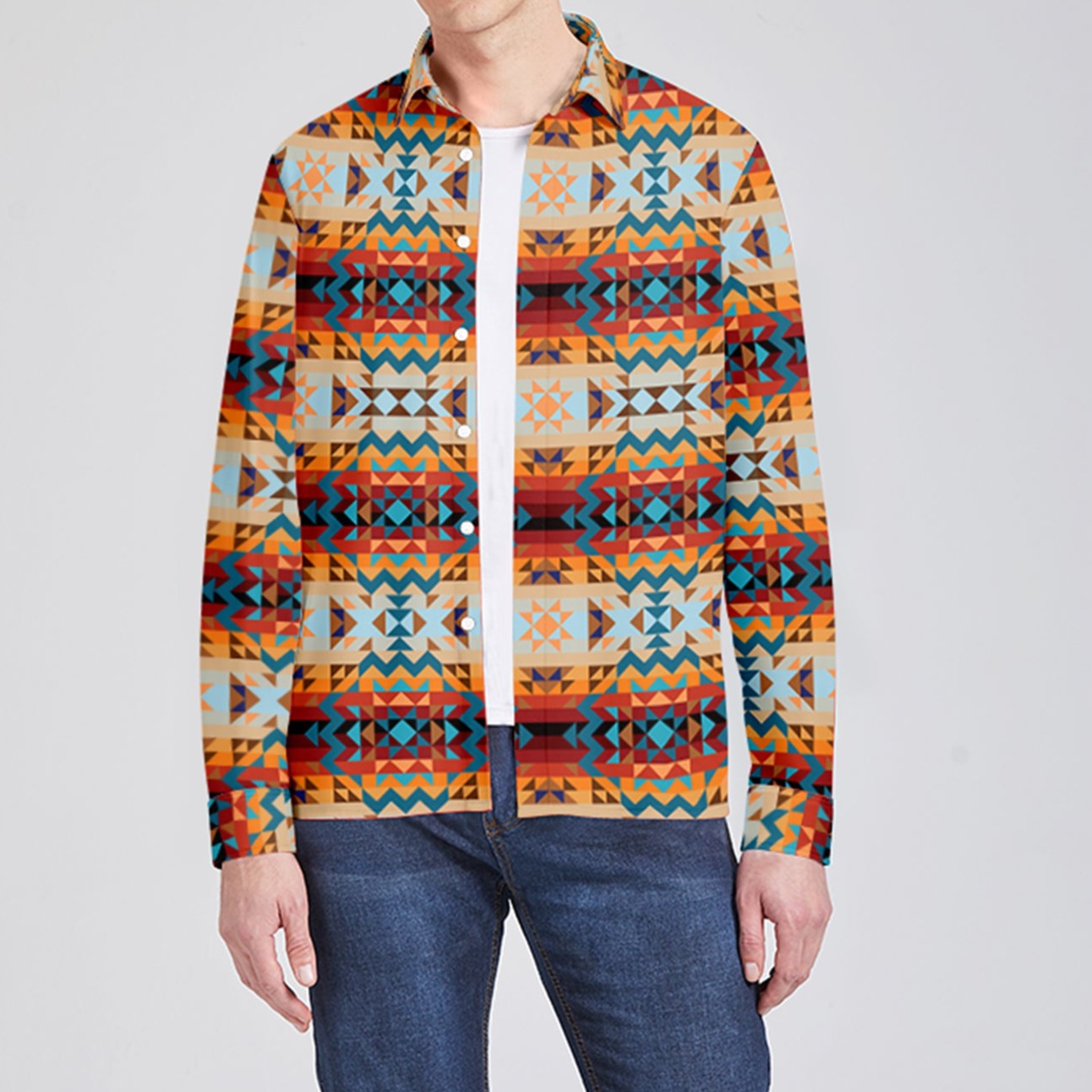 Dark Sandway Men's Long Sleeve Dress Shirt