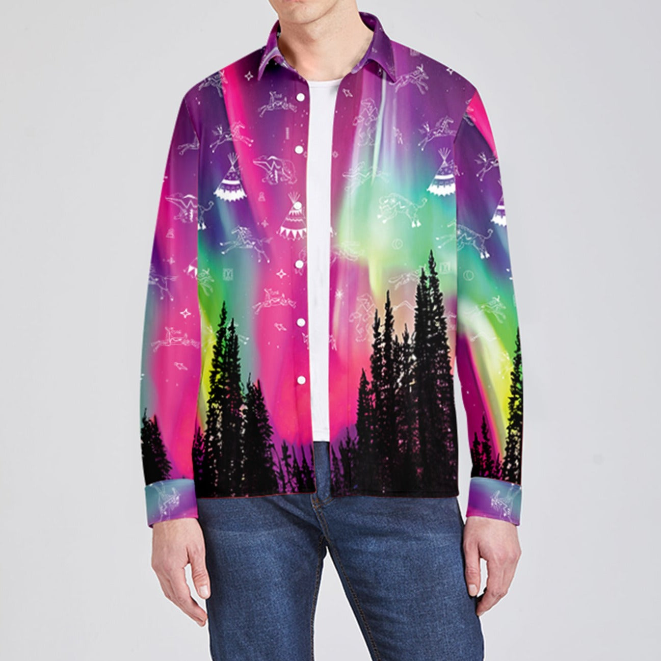 Aurora Medicine Animals 3 Men's Long Sleeve Dress Shirt