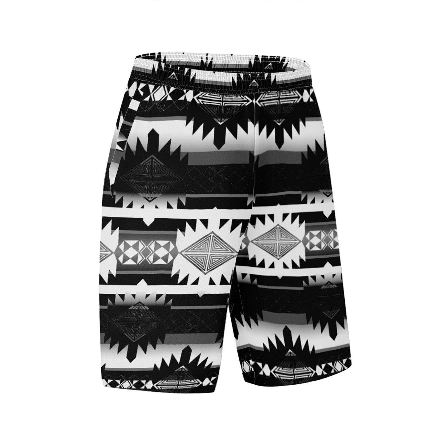 Okotoks Black and White Athletic Shorts with Pockets
